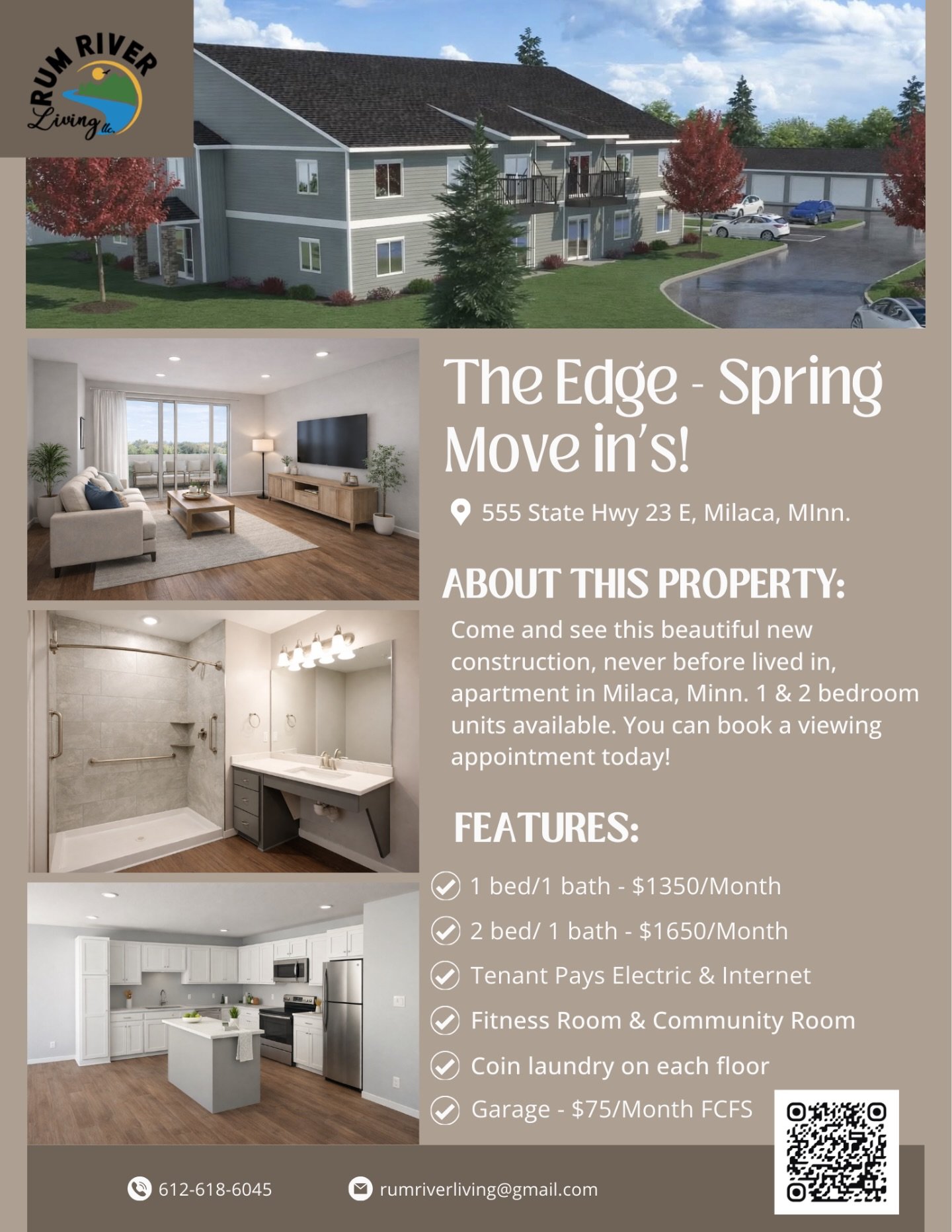 🏡 Spring Move-In&rsquo;s at The Edge!

Now leasing beautiful brand-new apartments in Milaca! These units have never been lived in and offer modern finishes, bright spaces, and comfortable living.

📍 555 State Hwy 23 E, Milaca, MN

✨ Available Units