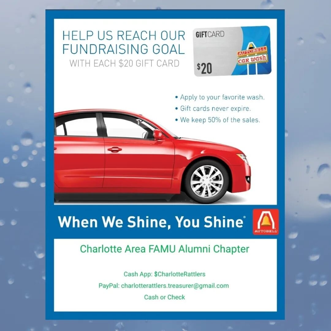 *LAST DAY*
Who doesn't love a professional car wash?? Help support our chapter by purchasing a $20 Autobell gift card! No expiration date, accepted at all Autobell locations and make great gifts!! Orders will be taken until the end of today. Sunday M