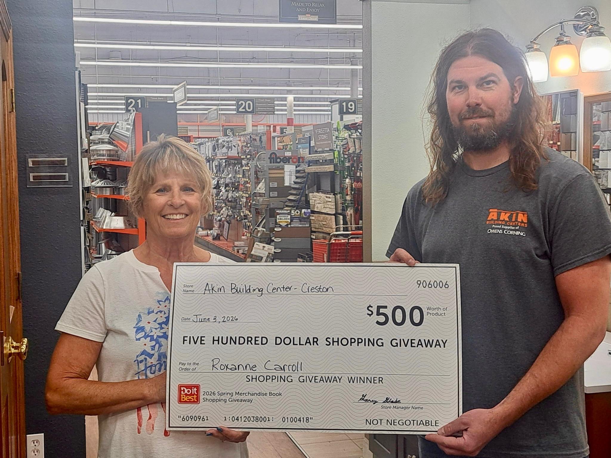 Akin Building Center Announces $500 Shopping Spree Giveaway Winners