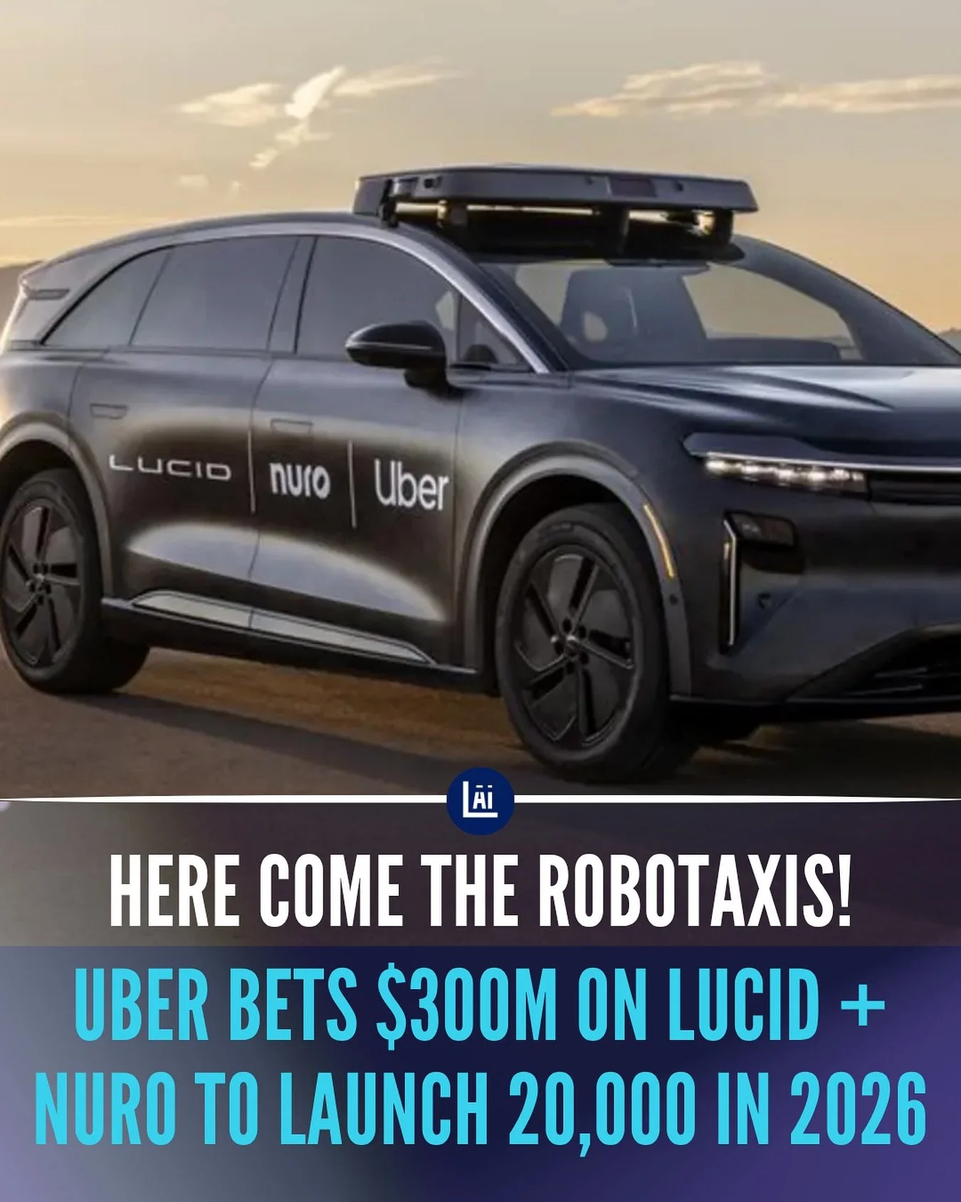 Rideshare giant @uber is doubling down on autonomy. According to Kirsten Korosec at @techcrunch (link to article in stories), Uber will invest $300 million in #Lucid and another multi hundred million in Nuro to deploy 20,000+ self‑driving Lucid Gravi