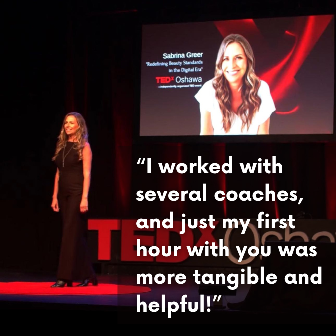 TEDx speaker Sabrina Greer: “I worked with several coaches, and just my first hour with you was more tangible and helpful!”