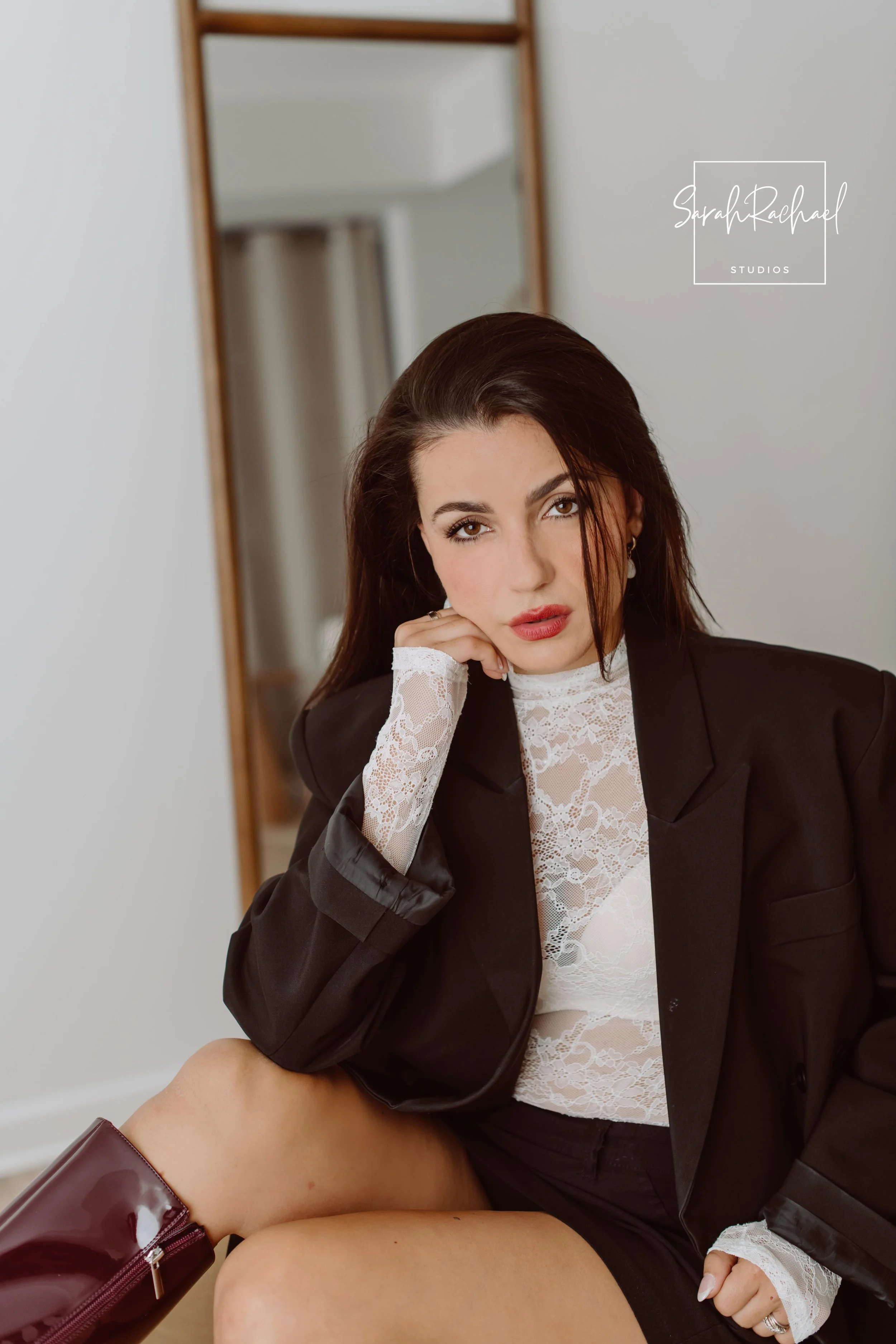 influencer model posing in frederick md photography studio