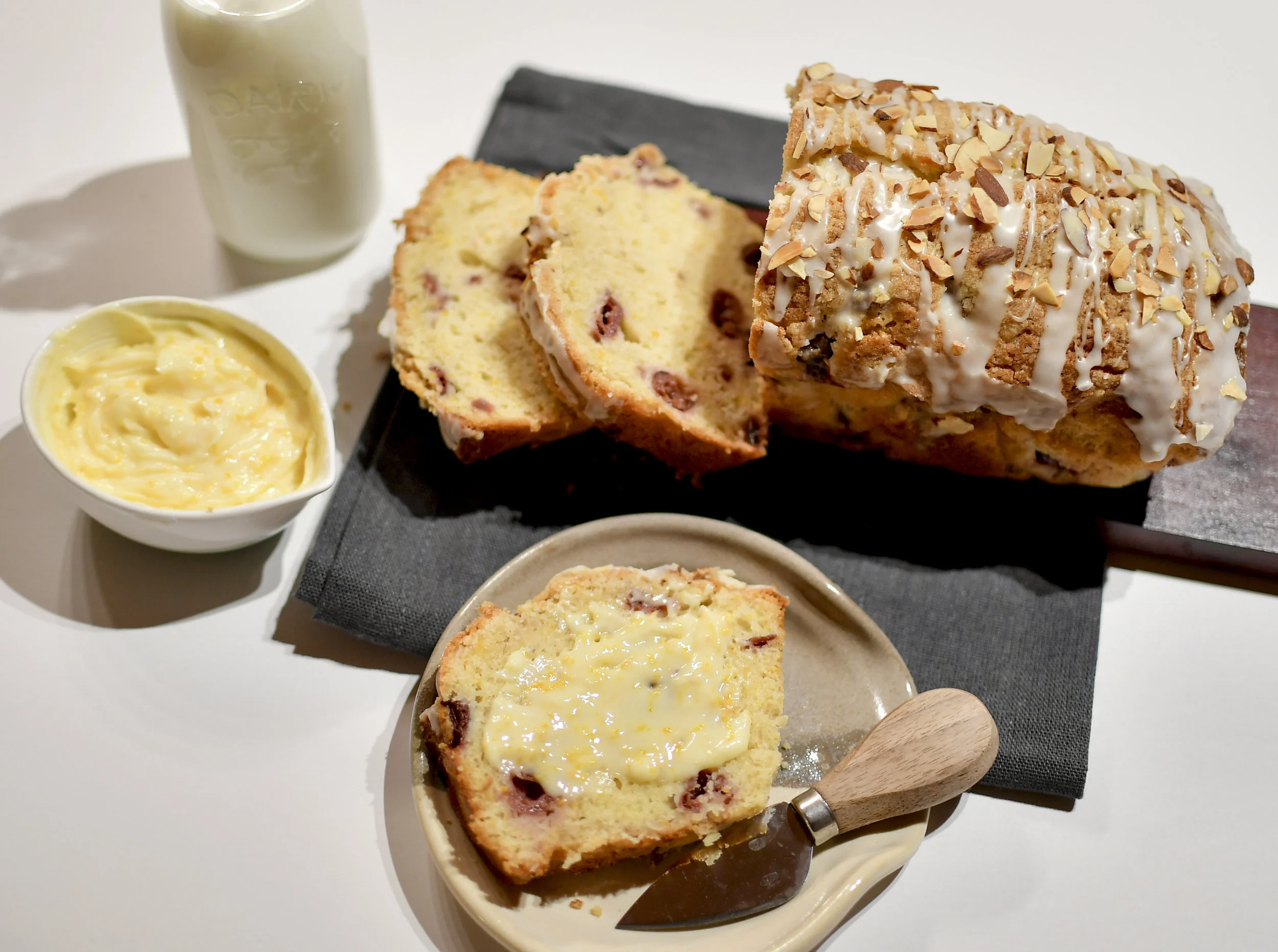 Cherry Orange Loaf with Orange Honey Butter