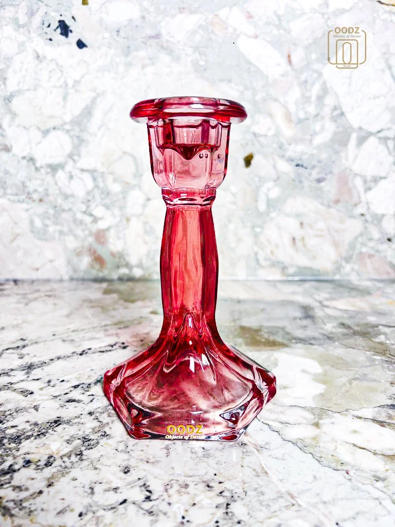 Elegante Rode Glazen Kandelaar