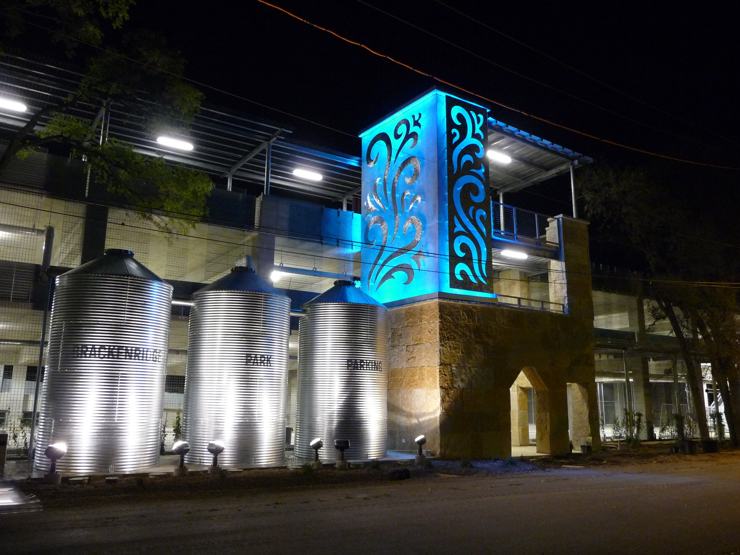 Brackenridge Parking Garage Night.JPG