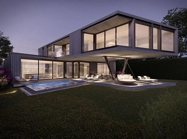 Beautiful evening shot at our latest KOS+A project. Dip in the infinity pool, chill on the hanging lounger..
.
.
.
.
#hamptons #architecture #interiordesign #kosullivan #southampton  #watermill #bridgehampton #sagaponack #sagharbor #easthampton #amag