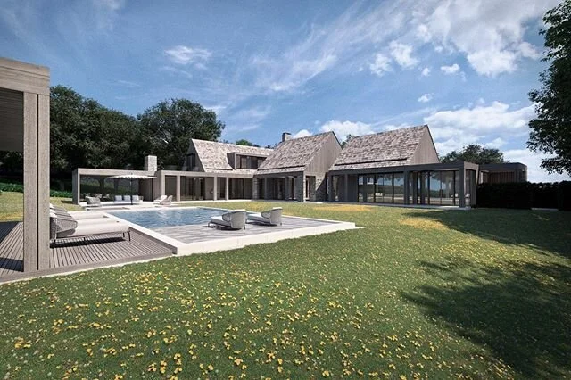 New work in Amagansett. We&rsquo;re loving how the peaked roofs make a large house feel much more intimate and human-scaled.  Could you see yourself spending some time here?
.
.
.
.
#hamptons #architecture #interiordesign #kosullivan #southampton  #w