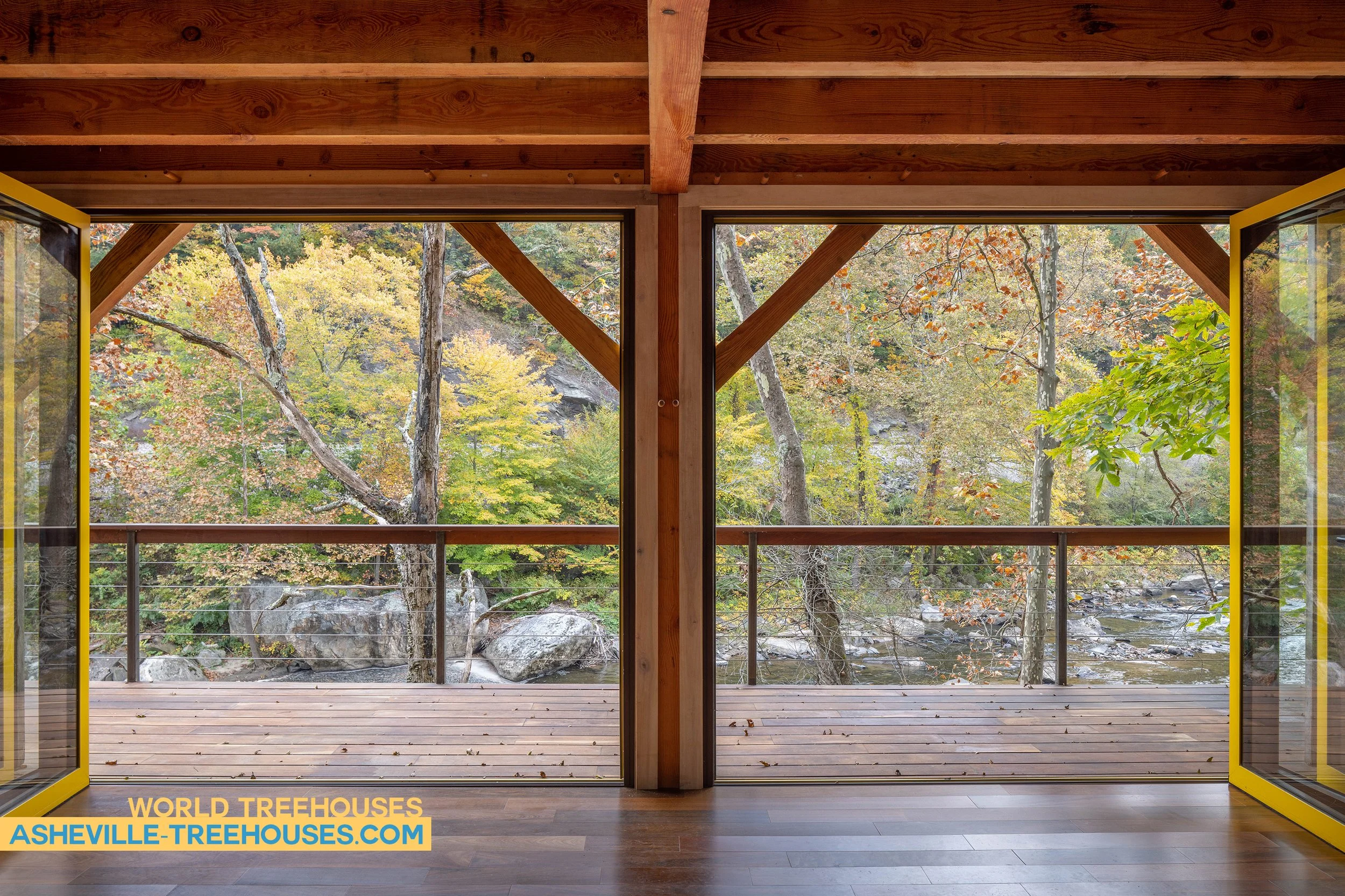 How Asheville Custom Treehouse Builders Bring the Wildness of the River Inside this Forest Treehouse
