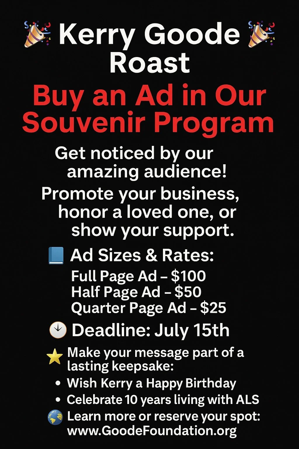 🎉 Advertise with Us! 🎉    Buy an Ad in Our Souvenir Program