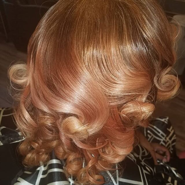 Custom color rose gold with silky curls