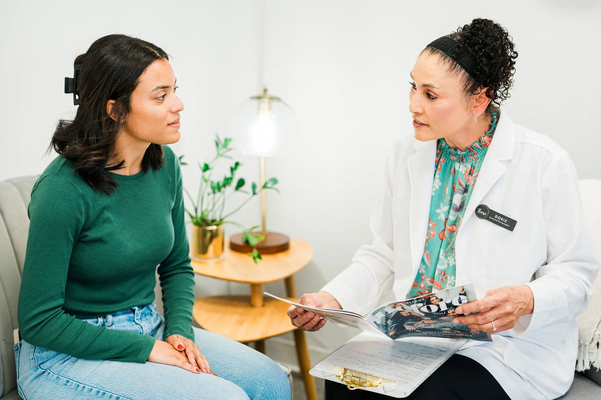 patient consulting with her doctor about her options