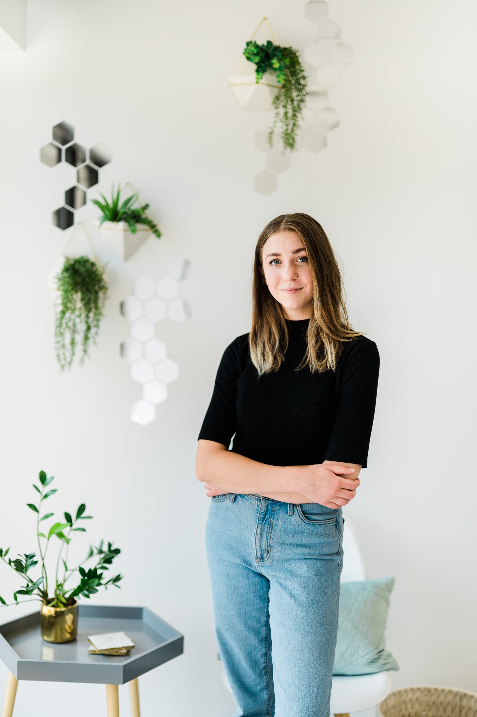 young woman looking confidently at camera