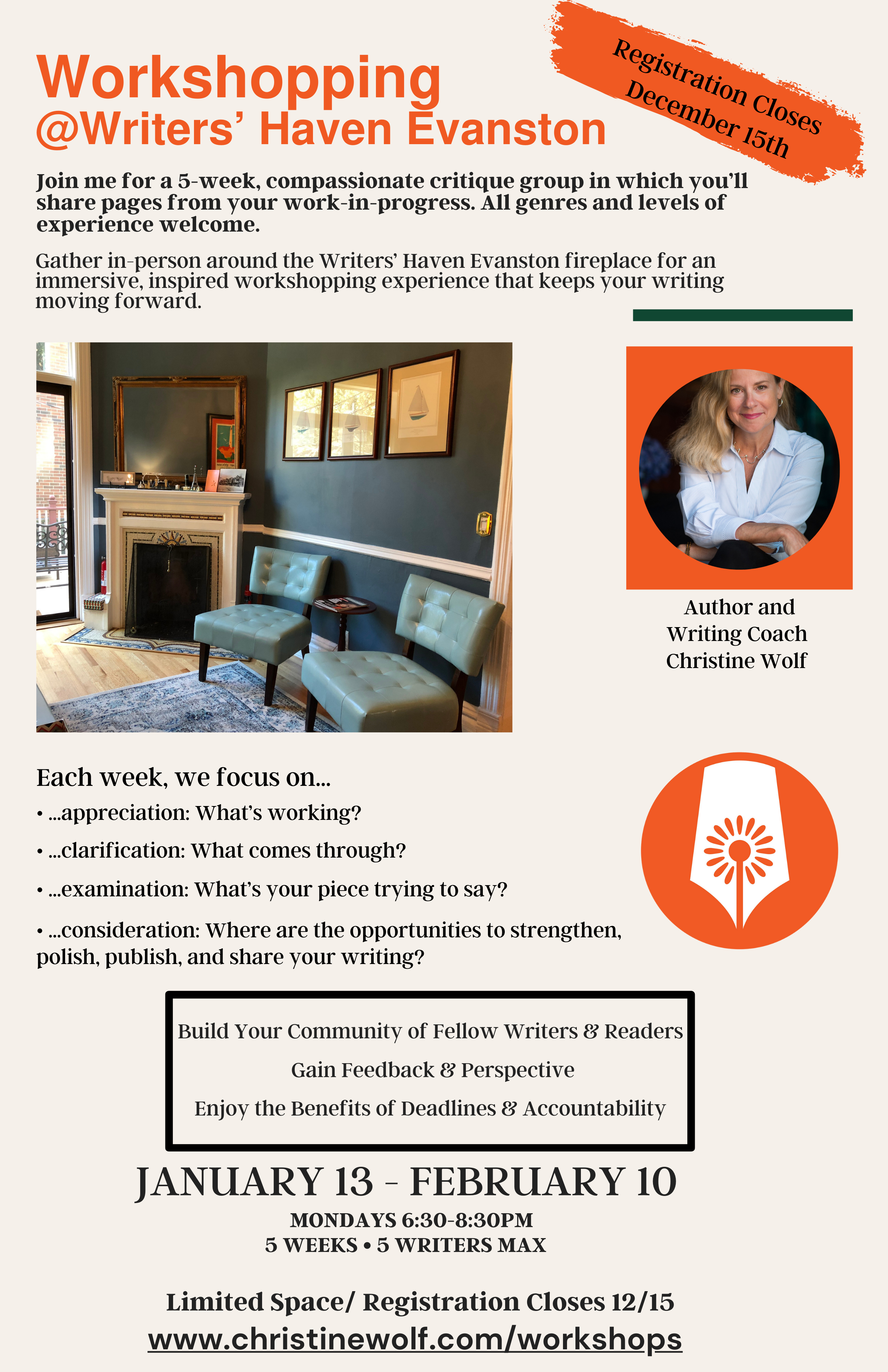 Workshops, Webinars & Critique Groups — CHRISTINE WOLF