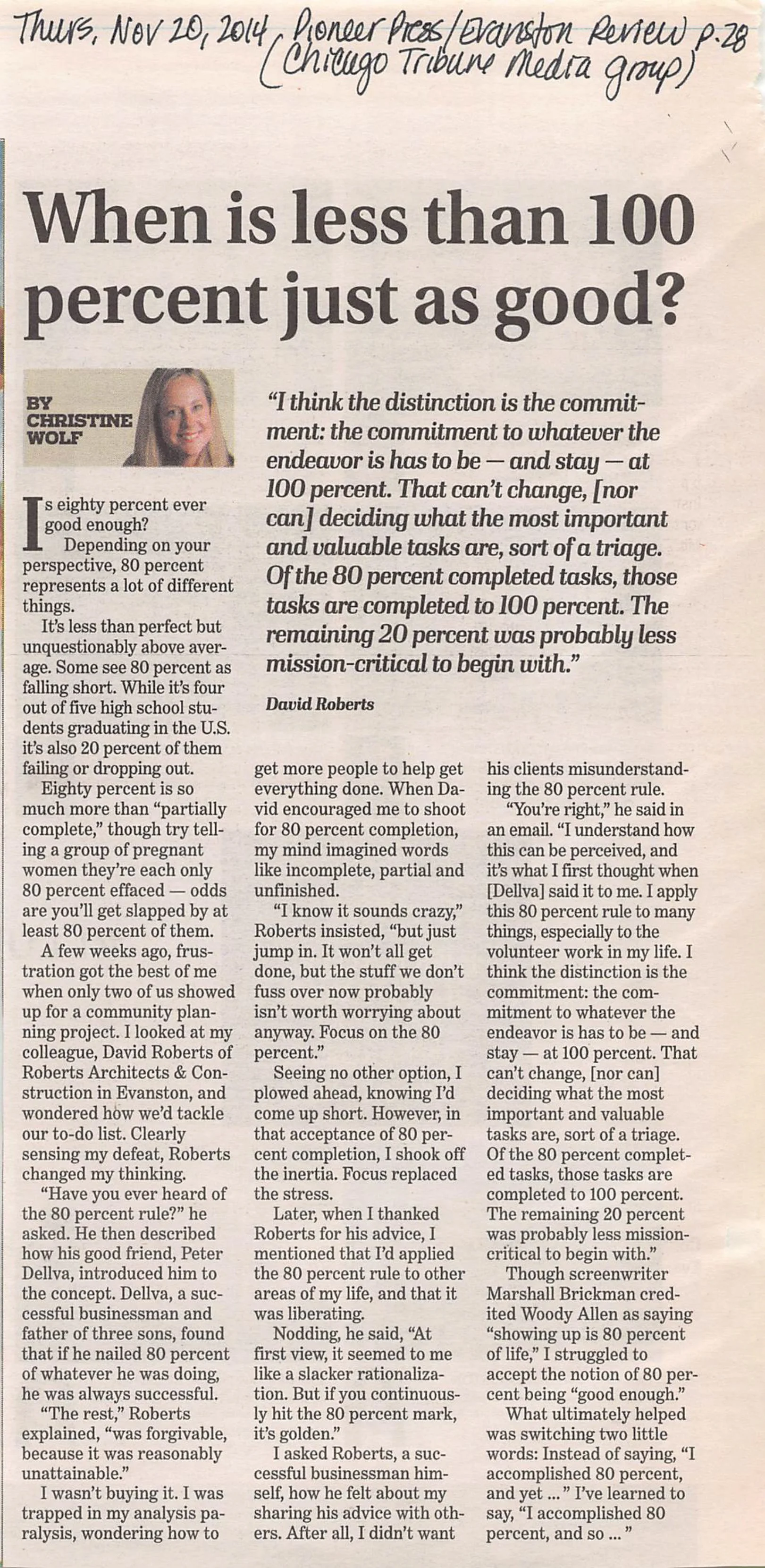 Newspaper column by memoir coach and former columnist Christine Wolf