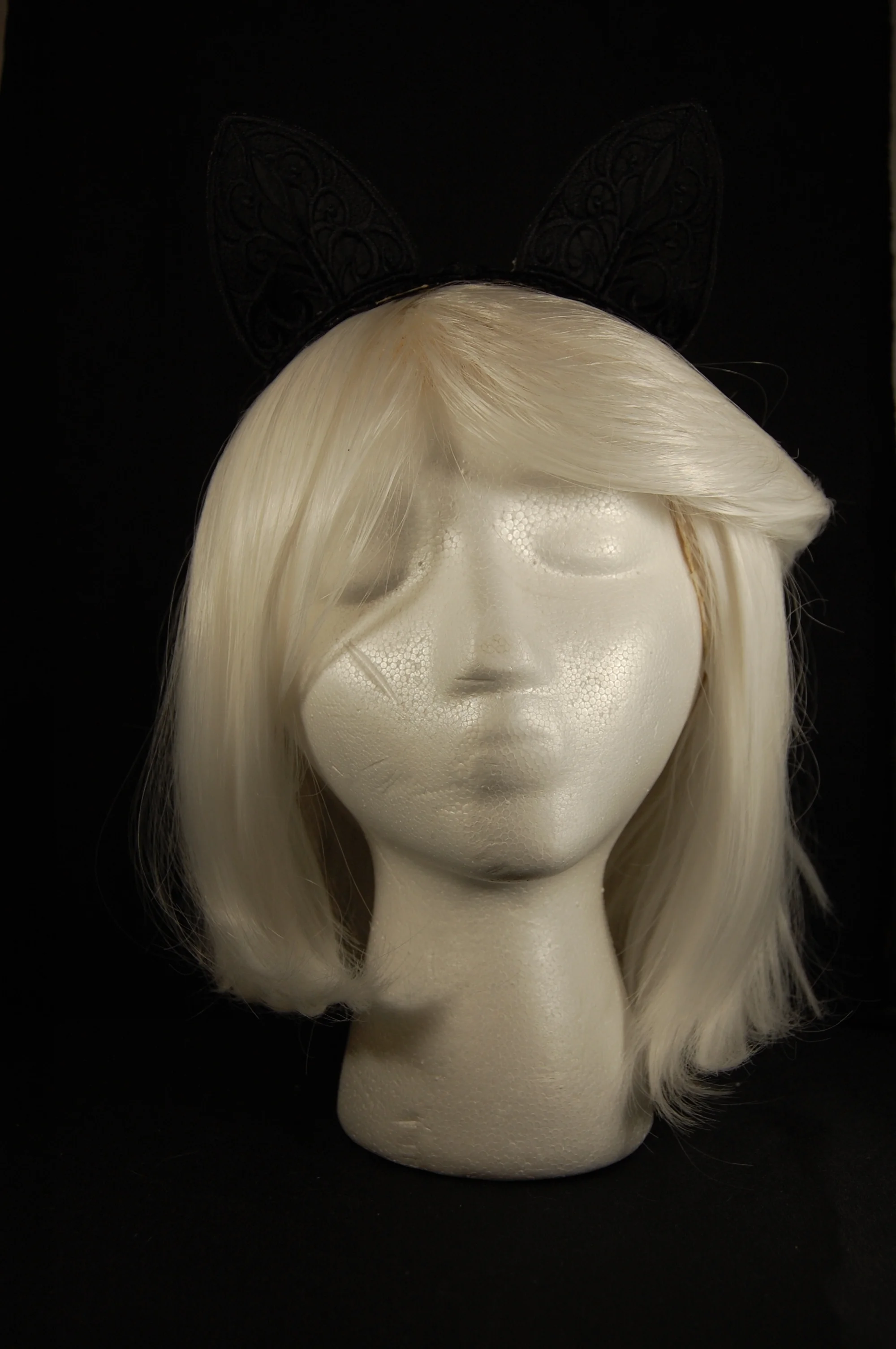 Lace Ears - Black Thread on Black Fabric