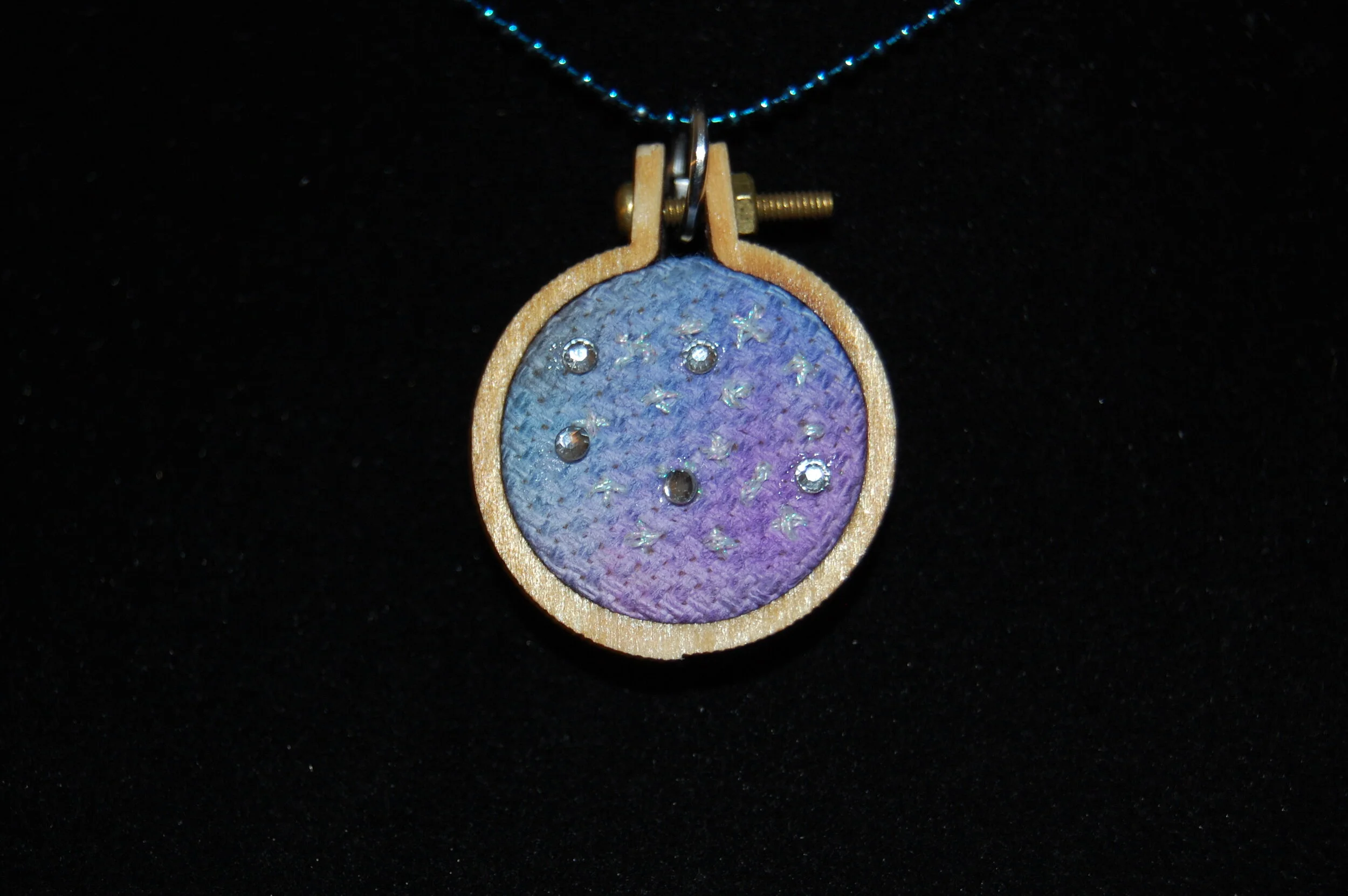 Galaxy Cross Stitch Necklace