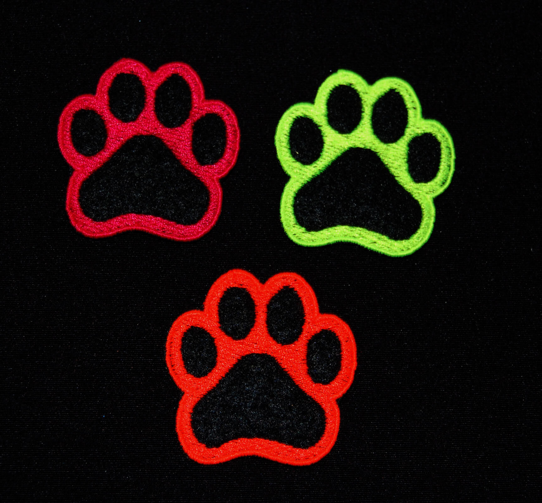 Neon Paw Print Iron-on Patches CHARITY ITEM