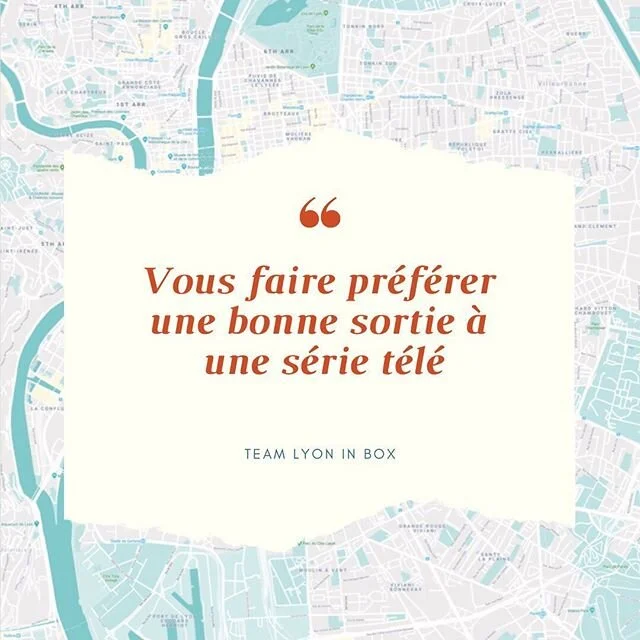 Nos objectifs de tous les jours :
- Changer vos habitudes et rythmer vos soir&eacute;es
- Vous faire (re)d&eacute;couvrir votre ville : #lyon
- Vous surprendre et cr&eacute;er de nouveaux souvenirs
...
👊🏼 Suis nos aventures et partage tes d&eacute;couvertes avec les hashtags  #Lyoninbox #Lyoninbolover 💌

J&rsquo;aime ma Box, je suis un Liber *
* Lyon in Box lover