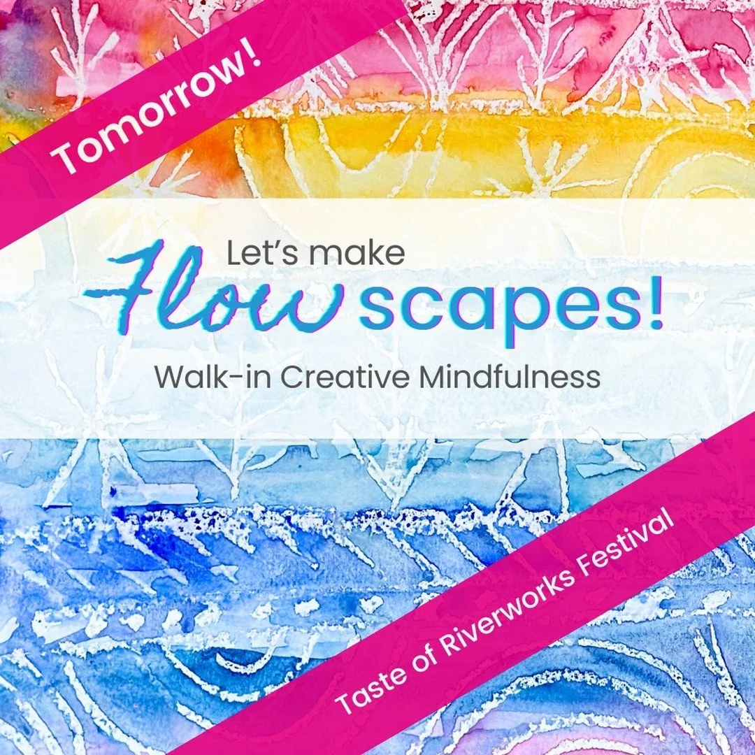💧🌈💧Let’s Make FLOWscapes! 💧🌈💧
Join me for this FREE, walk-in creative mindfulness workshop
TOMORROW, June 1, 2024
4 - 7pm
"Taste of Riverworks" Festival 
17617 West Willard Road, Poolesville, MD
🌈💧🧠💚 I'll guide folks in e