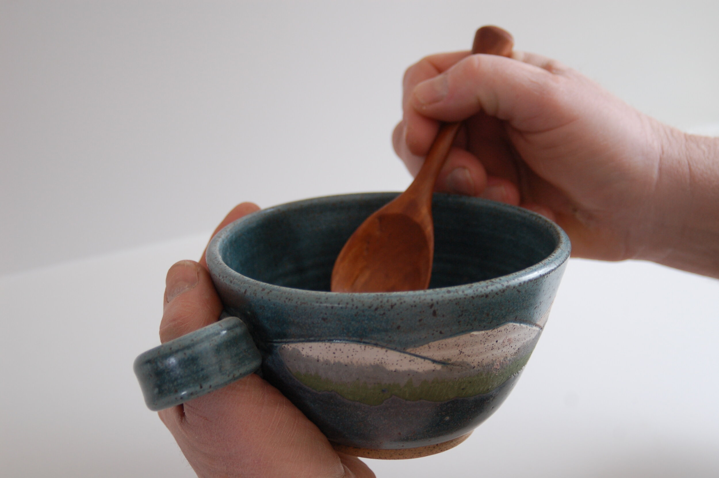 Mountain Pattern Bowl handcrafted by Michael Gibbons of Nutfield Pottery, Derry, NH, USA