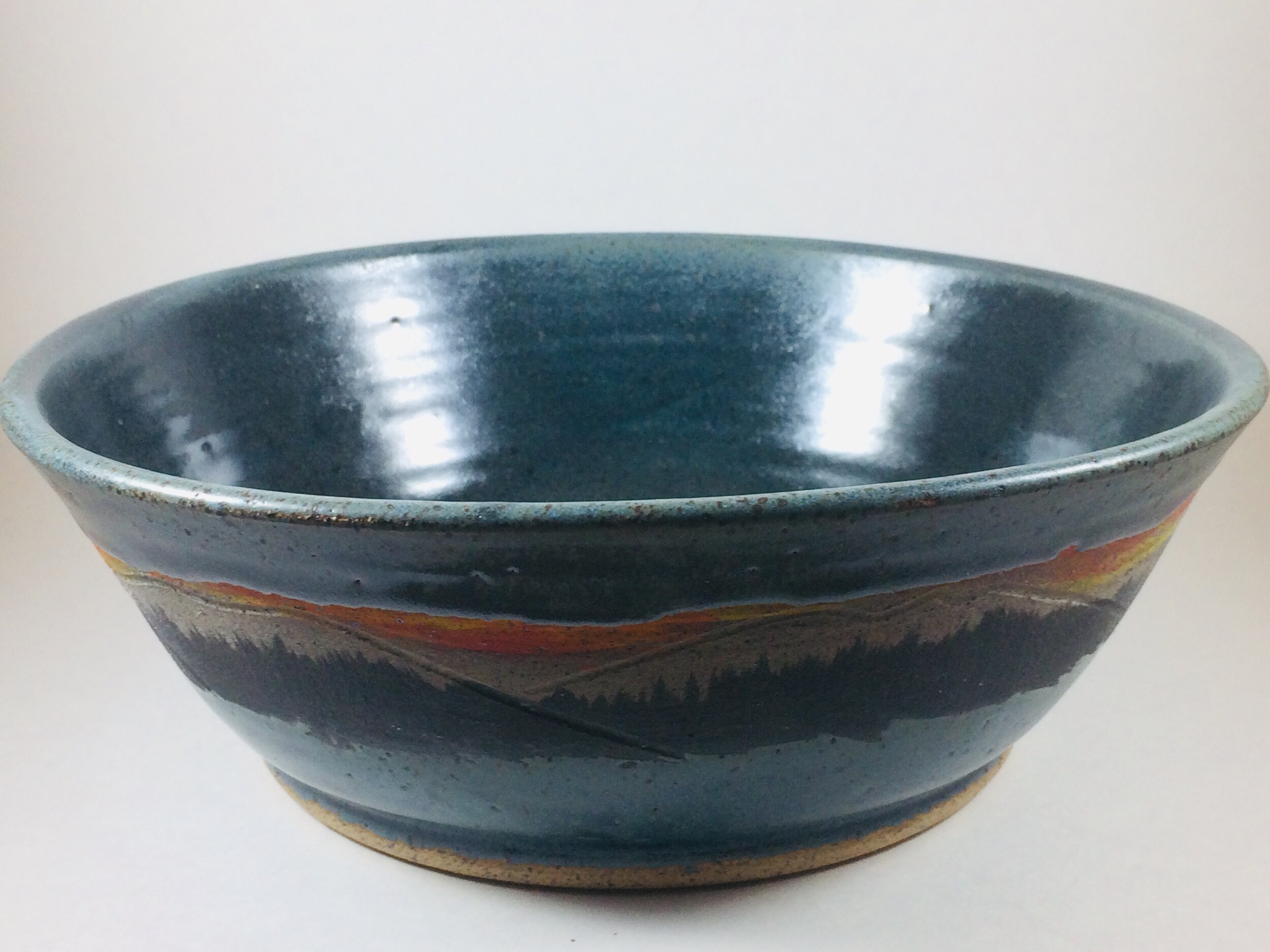 Mountain Pattern bowl handcrafted by Michael Gibbons of Nutfield Pottery, Derry, NH, USA