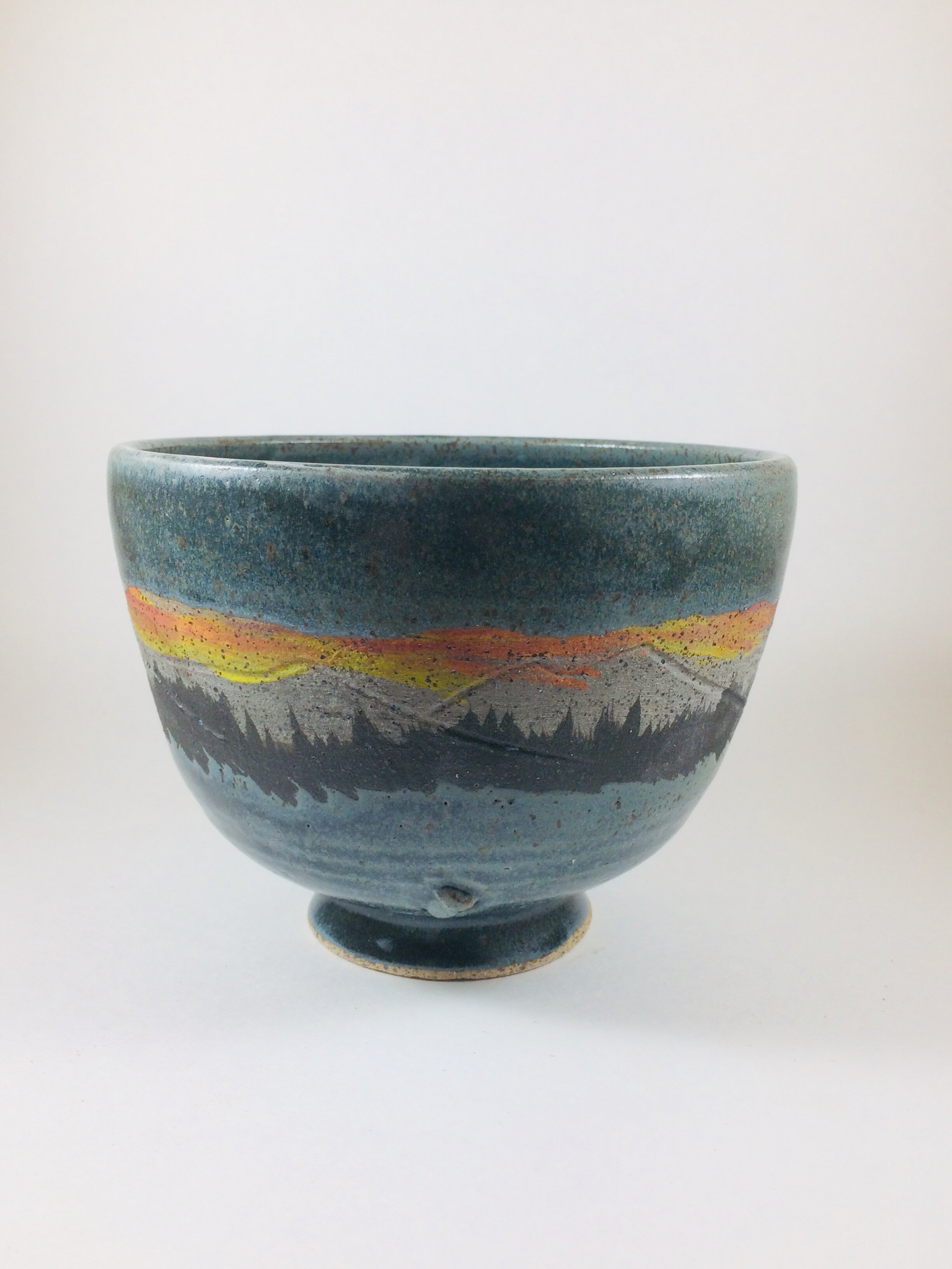 Mountain Pattern  bowl handcrafted by Michael Gibbons of Nutfield Pottery, Derry, NH, USA