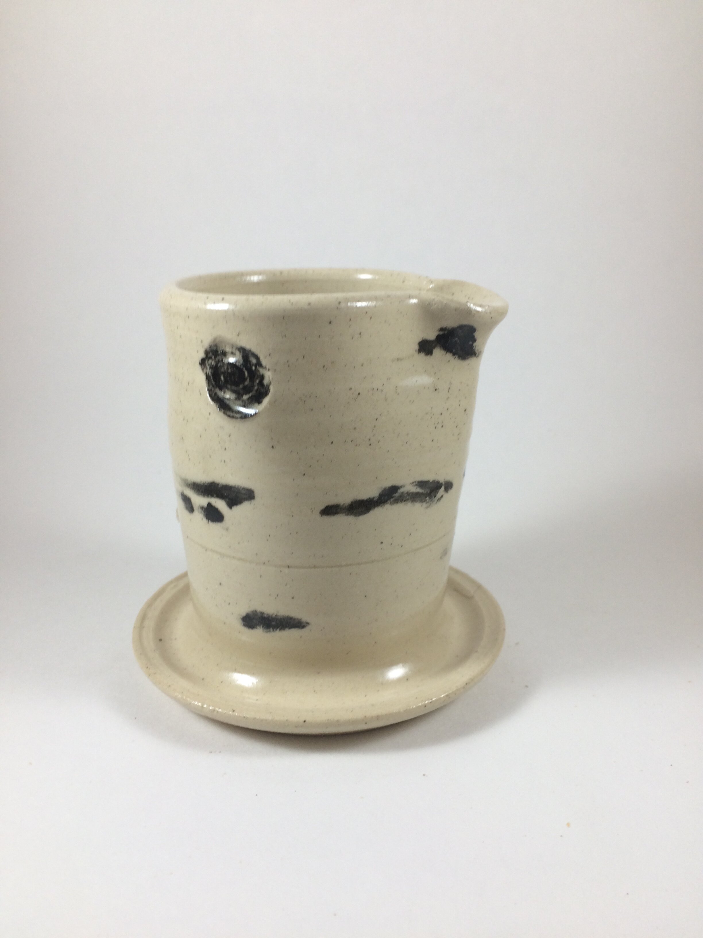 Nutfield Pottery Birch Line Handcrafted by Michael Gibbons of Nutfield Pottery White stoneware with black slip decoration, depicting New Hampshire’s state tree.