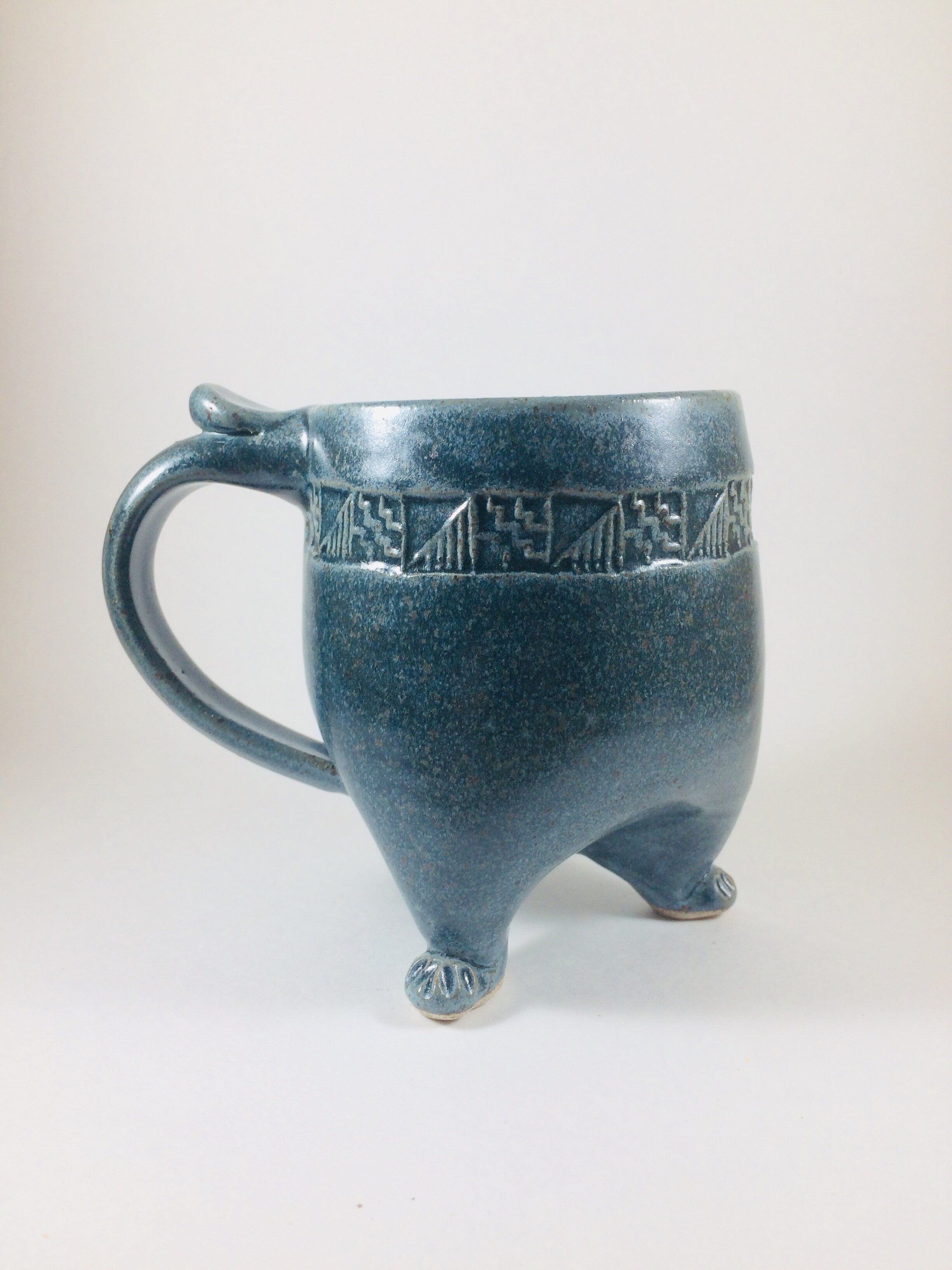 Custom Made Footed Mug Handcrafted by Michael Gibbons of Nutfield Pottery, Derry, New Hampshire USA