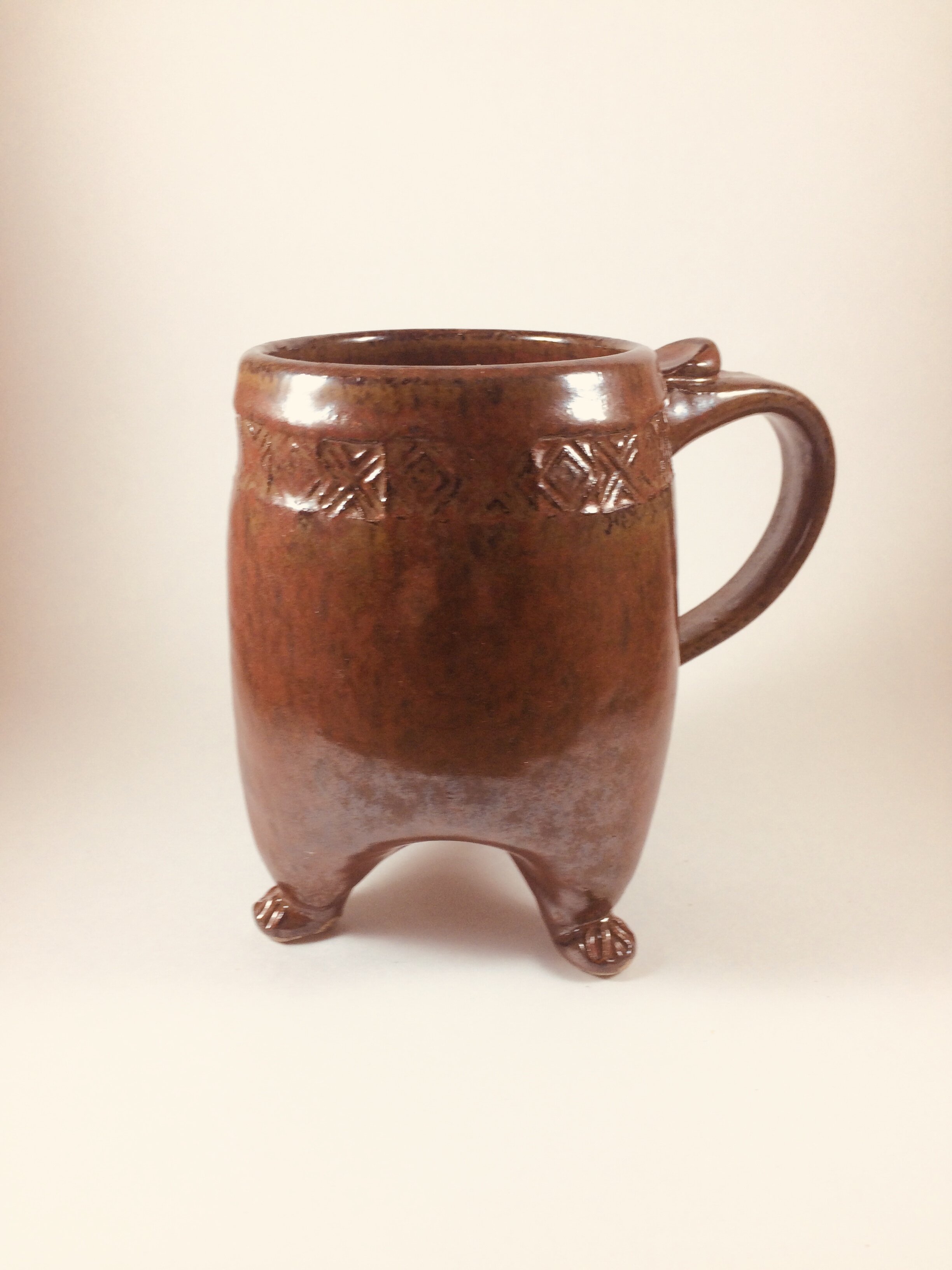 Custom Made Footed Mug Handcrafted by Michael Gibbons of Nutfield Pottery, Derry, New Hampshire USA