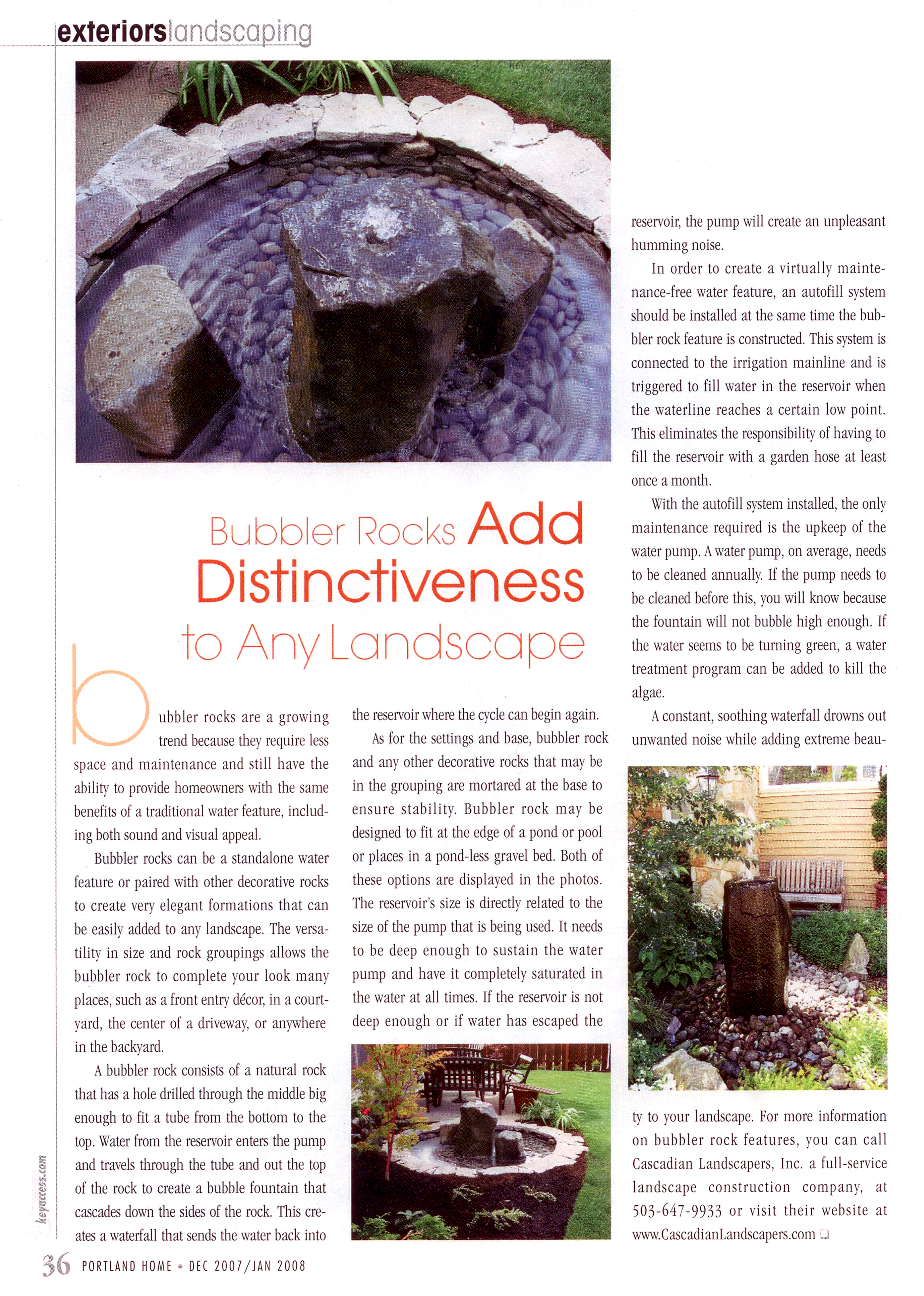 Bubbler Rock Water Feature Article