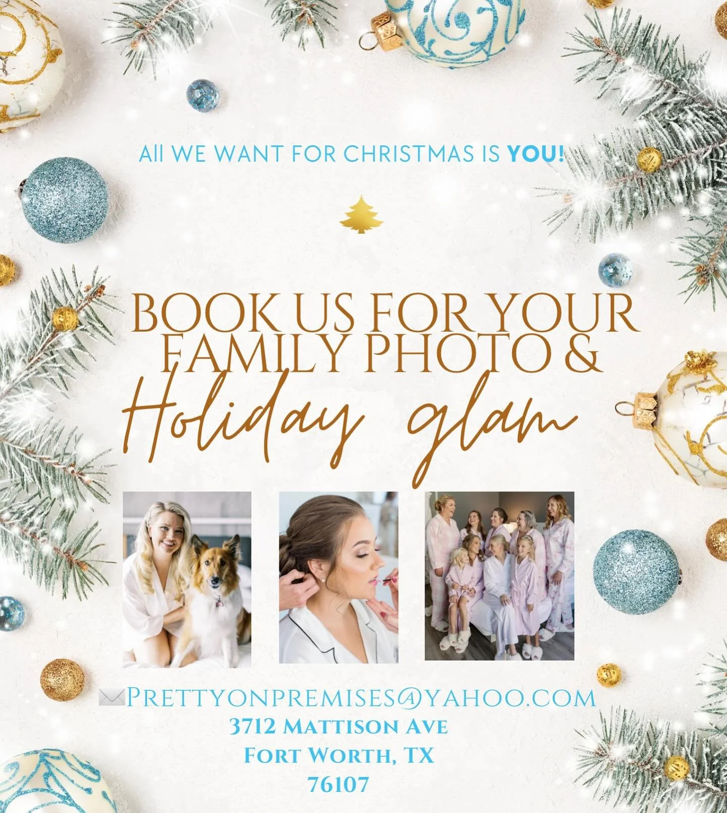 Santa told us you deserve the gift of glam this season!✨
For your next holiday party, family photos, galas etc.. 
send us your inquiries to prettyonpremises@yahoo.com and don&rsquo;t forget to share the love with your friends!

#holidayglam #familyph