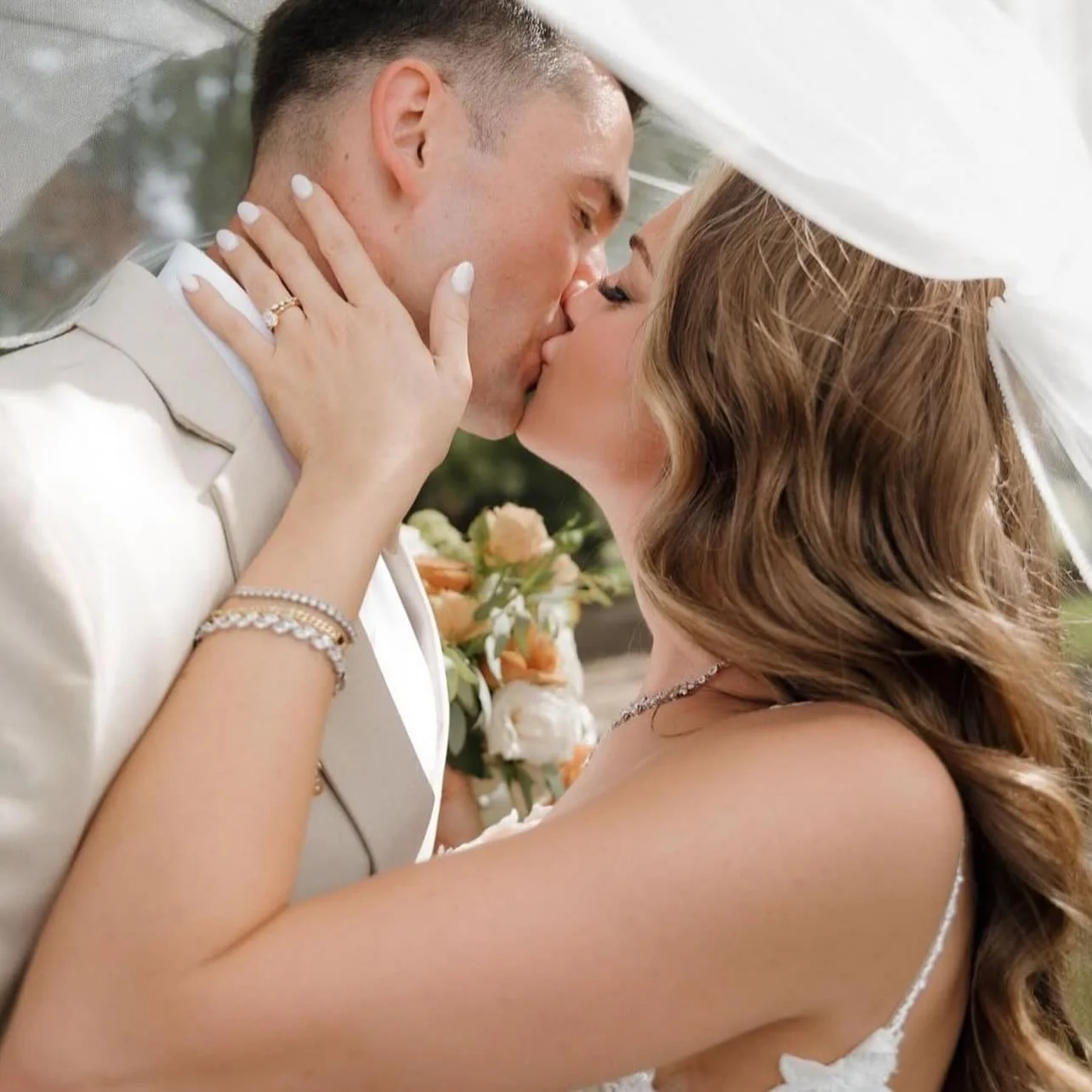 Congrats again Alexis! Thanks for letting us do your wedding glam and be a part of such a special day 🤍

PC📸: @thehccollective 
Hair &amp; makeup: @prettyonpremises 
Venue: @thebrooksatweatherford 
Planner: @classiceventsbycat 
Dress: @babebridalbo