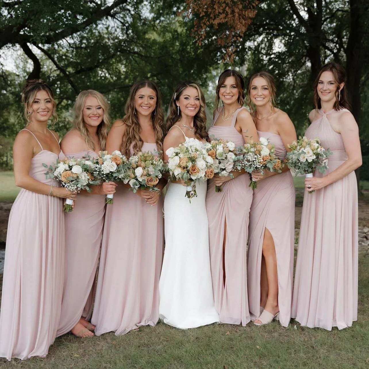 How gorgeous are these girls?! Mrs. Blanchard and her bride tribe are wedding glam goals 😍

PC📸: @thehccollective 
Hair &amp; makeup: @prettyonpremises 
Venue: @thebrooksatweatherford 
Planner: @classiceventsbycat 
Dress: @babebridalboutique 
&bull