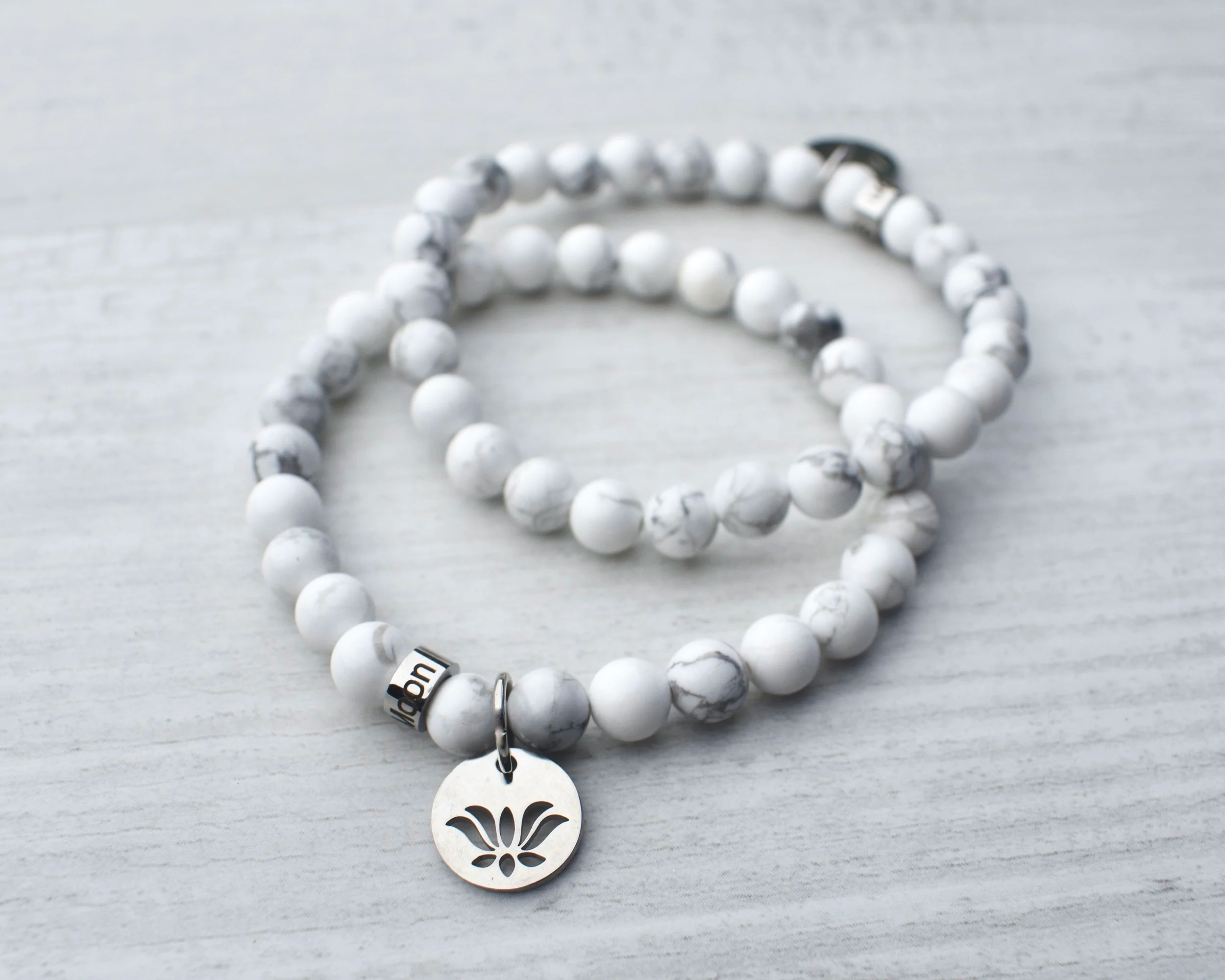 Take It Easy - White Howlite Stacking Charm Bracelet