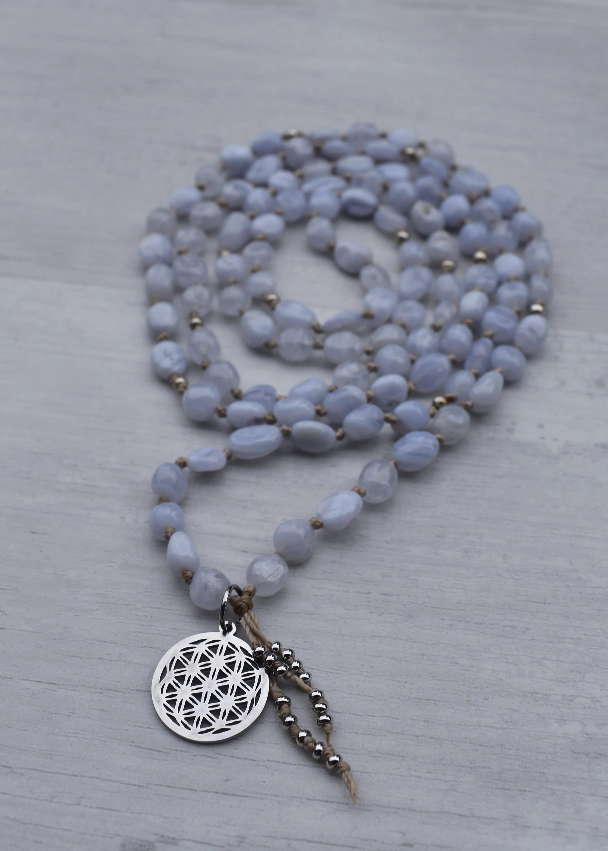 Serenity ~ Blue Lace Agate Mala Necklace