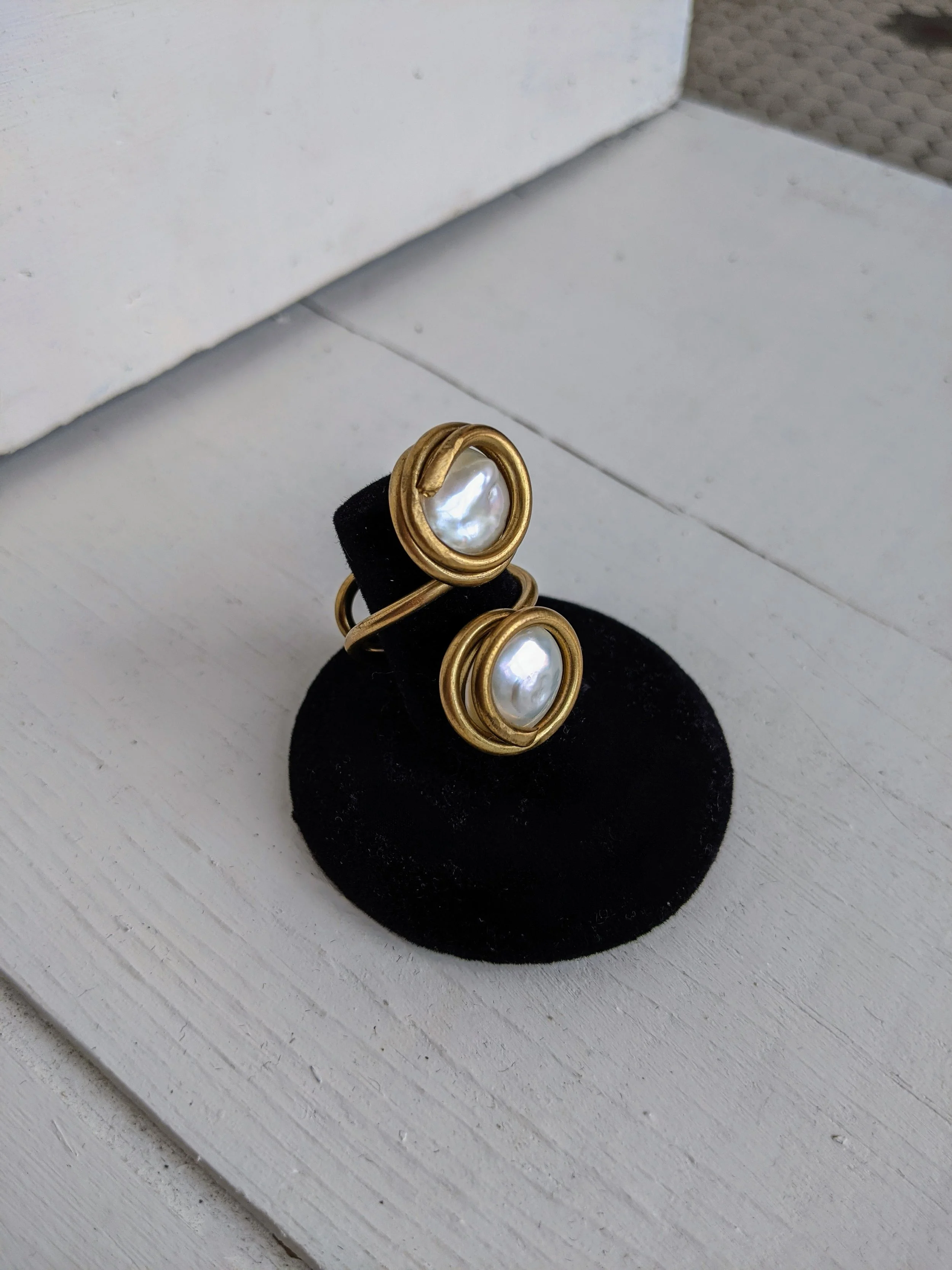 Pearl Wire Wrap Ring