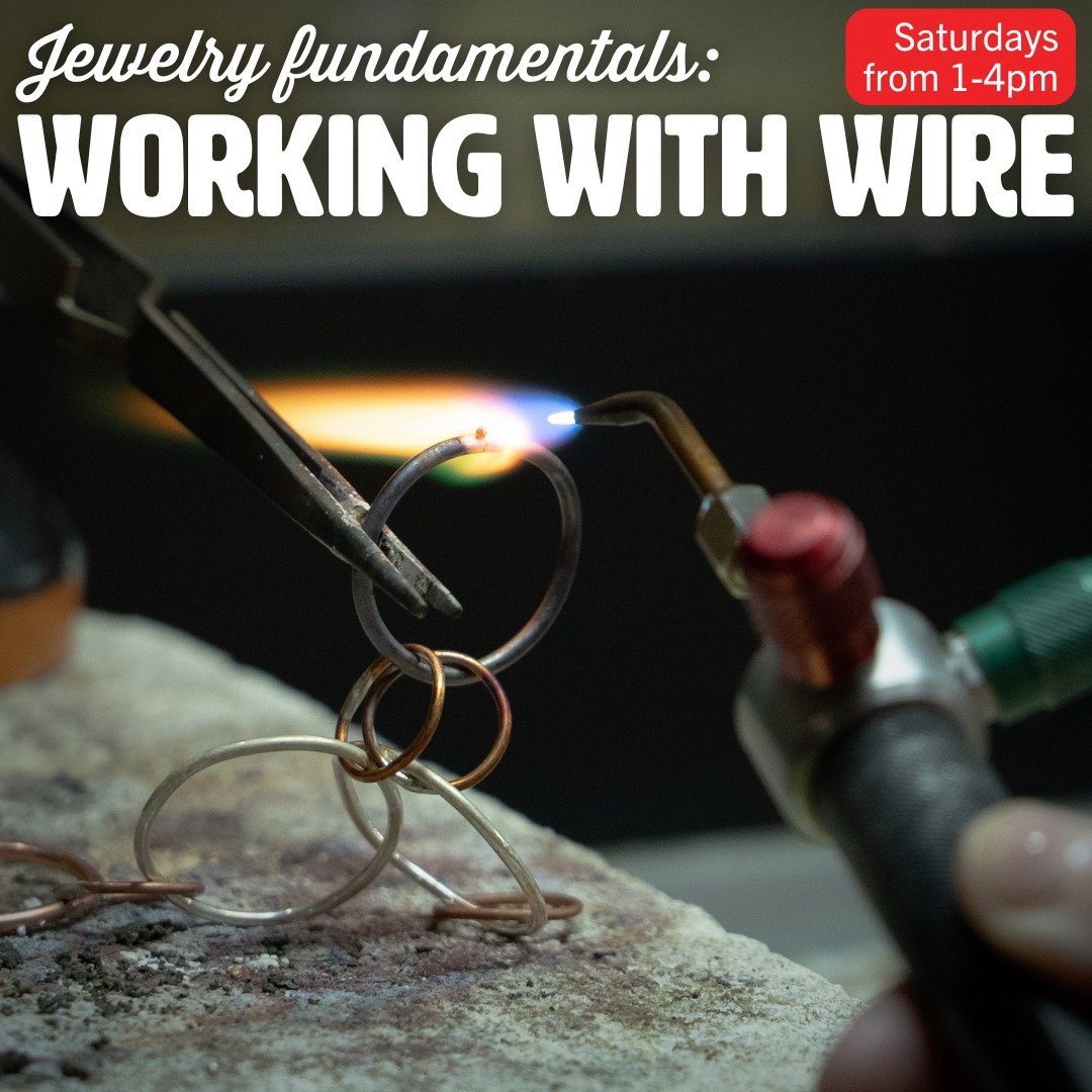 Wire and fire go hand in hand in this eight week class taught by @lauradianejuul. Learn methods for soldering, texturing, annealing, and more as you make unique jewelry pieces out of copper and silver. This is a fantastic way to jump into the world o
