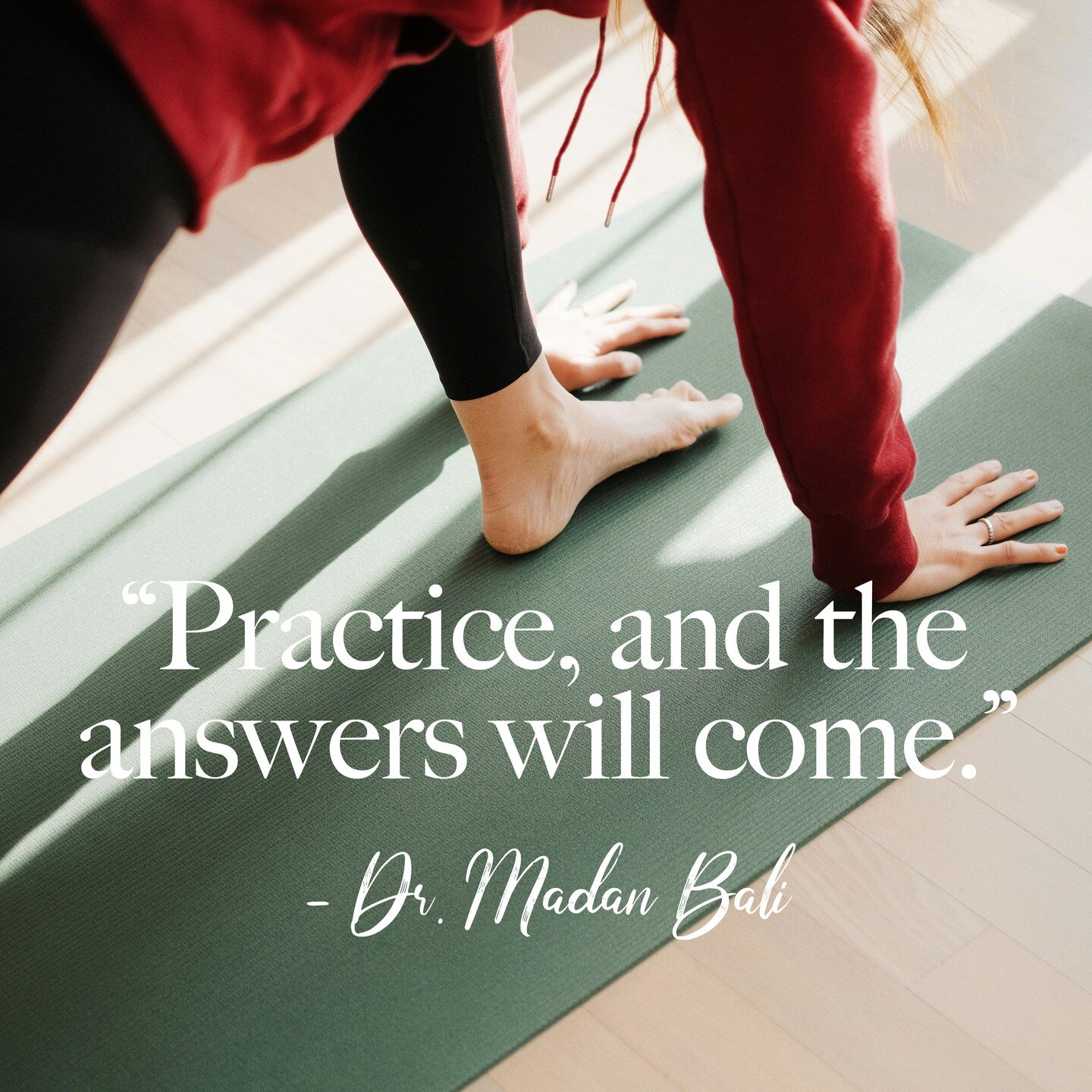 &laquo; 𝗣𝗿𝗮𝘁𝗶𝗾𝘂𝗲𝘇, 𝗲𝘁 𝗹𝗲𝘀 𝗿&eacute;𝗽𝗼𝗻𝘀𝗲𝘀 𝘃𝗶𝗲𝗻𝗱𝗿𝗼𝗻𝘁. &raquo;
&ndash; Dr. Madan Bali

Avec une vari&eacute;t&eacute; de cours le matin, le midi et le soir, Innocere Yoga est l&agrave; pour soutenir votre pratique. R&eacut