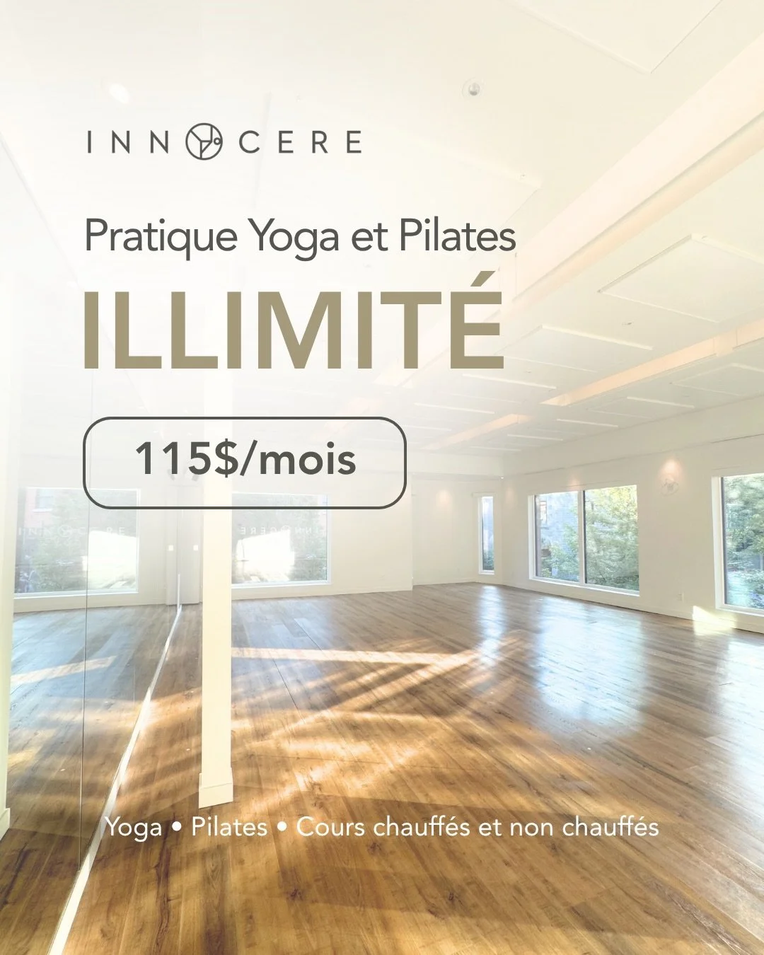 🍁OFFRE DE LA RENTR&Eacute;E &mdash; YOGA + PILATES EN ILLIMIT&Eacute; CHEZ INNOCERE

Pratiquez le yoga et le Pilates en illimit&eacute; pour seulement 115 $ / mois au lieu de 140 $ ✨
Tarif promo pendant les 3 premiers mois, r&eacute;serv&eacute; aux