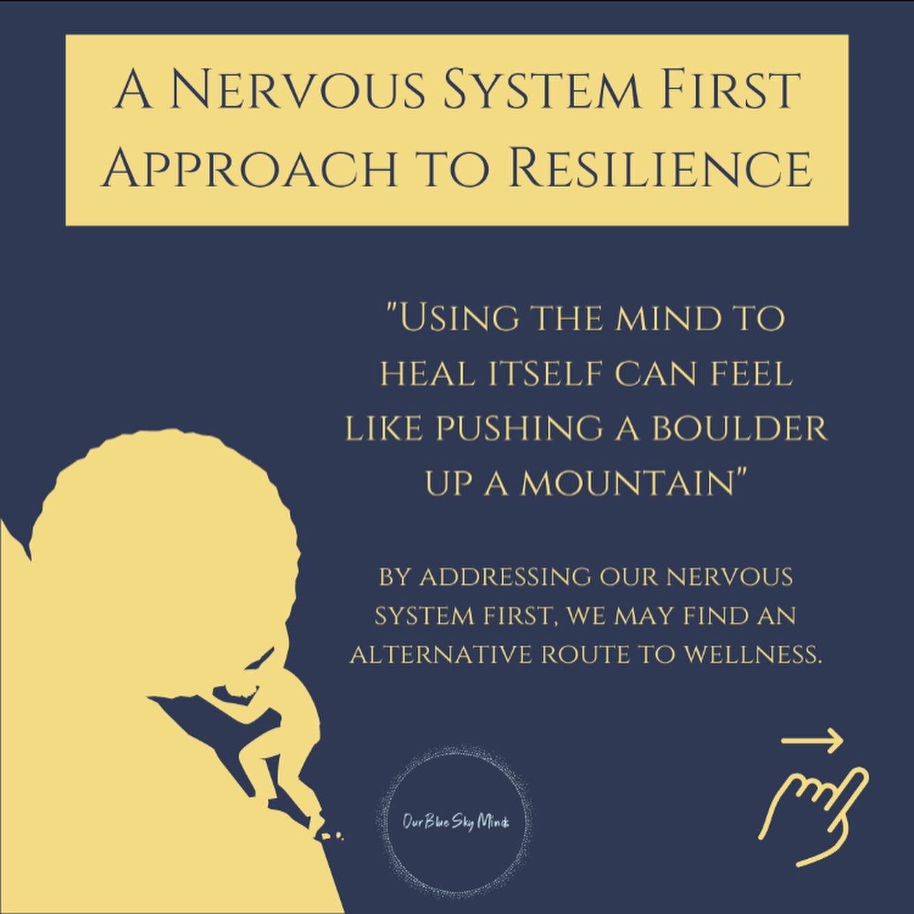 A nervous system first approach is about understanding and addressing the subconscious inputs and outputs that drive our emotions, behaviour, and thoughts. 

This approach offers a back door into influencing our mind, from the bottom up. 

By working