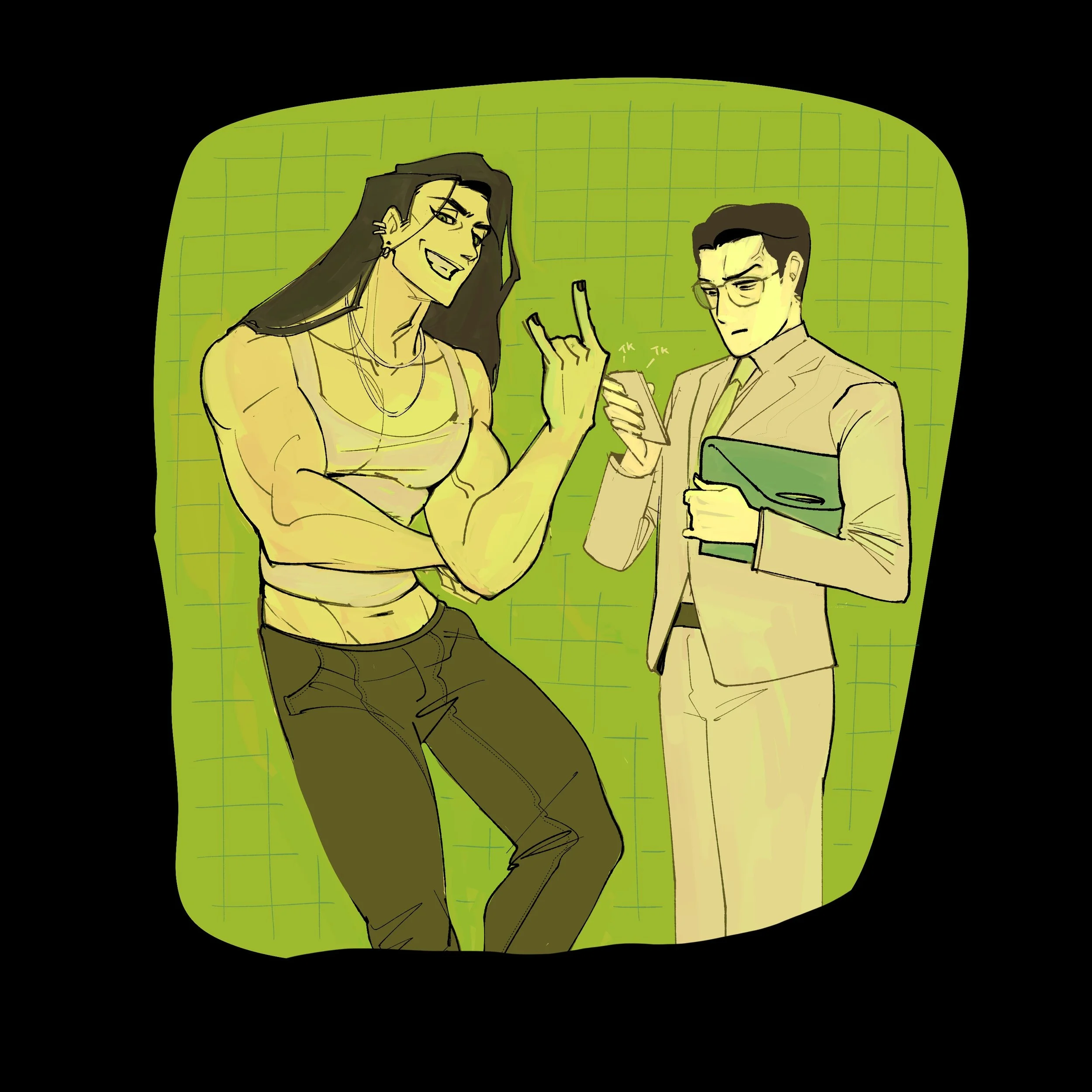 THIS ONE'S SO OLD but @joifullpark and I once wanted a Rockstar X Producer BL so I had to whip up their first impression real fast.. I still miss them.. #oc
