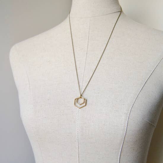 Paired Hexagons Necklace