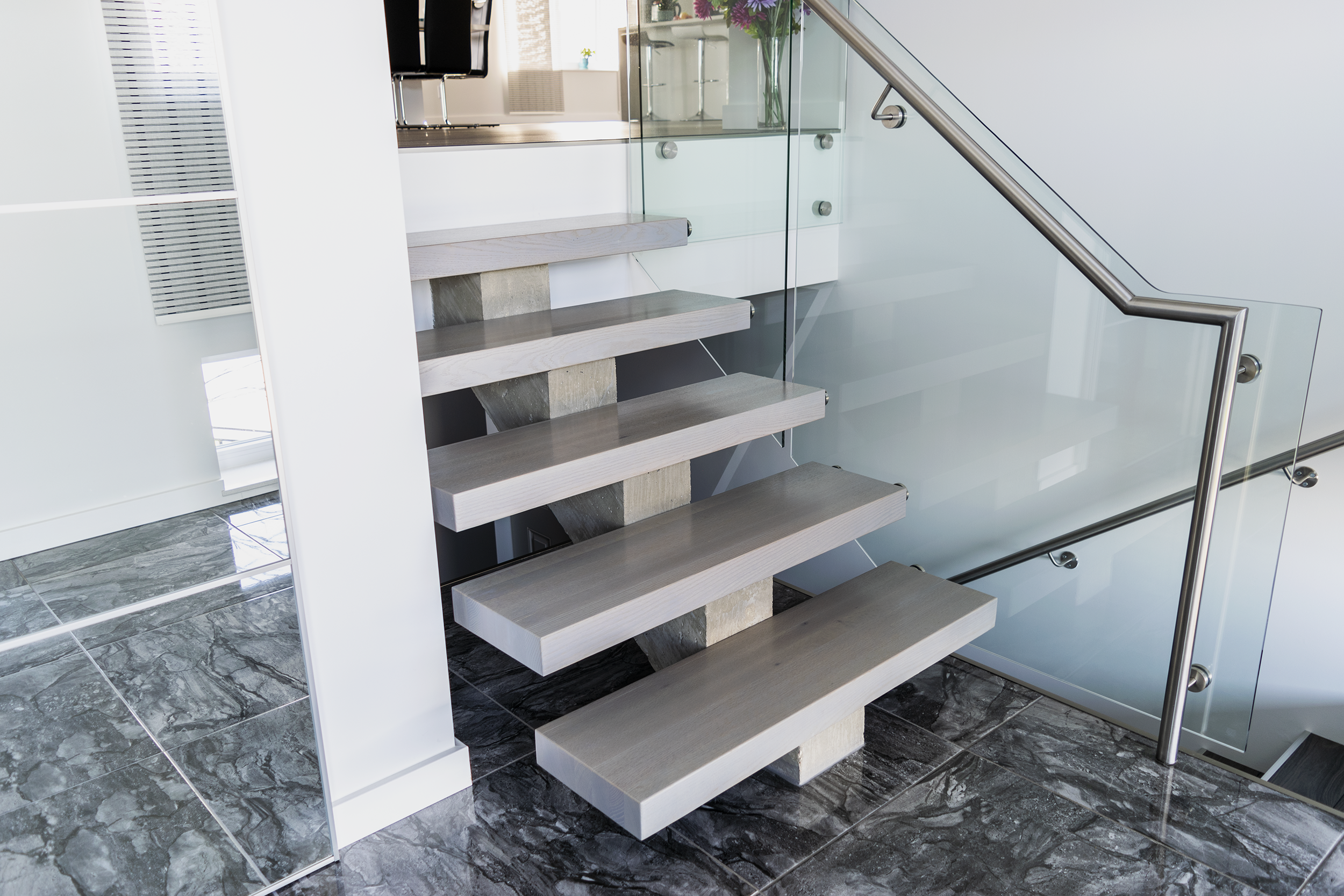 ICF built house for better thermal efficiency and minimal maintenance needs. The house is built with ICF walls and concrete beams for structure. 