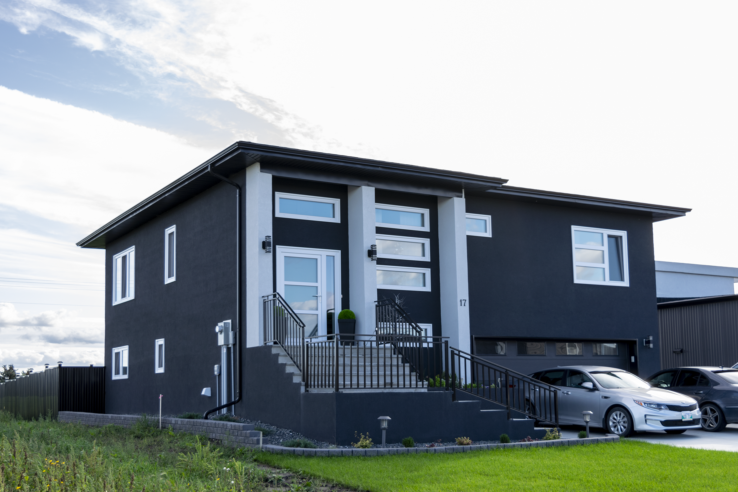 ICF built house for better thermal efficiency and minimal maintenance needs. The house is built with ICF walls and concrete beams for structure. 