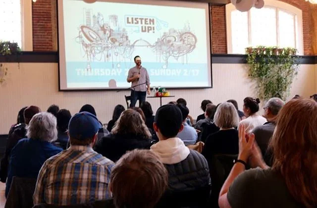 Thank you Portland Tribune for stopping by Listen Up over the weekend! We loved having you in the audience at The Sporkful with Dan Pashman and special guest Aaron Draplin at The Evergreen 😋🍽 (Photo provided by Portland Tribune)⁣⁣⁣⁣
⁣⁣⁣⁣
Check out 
