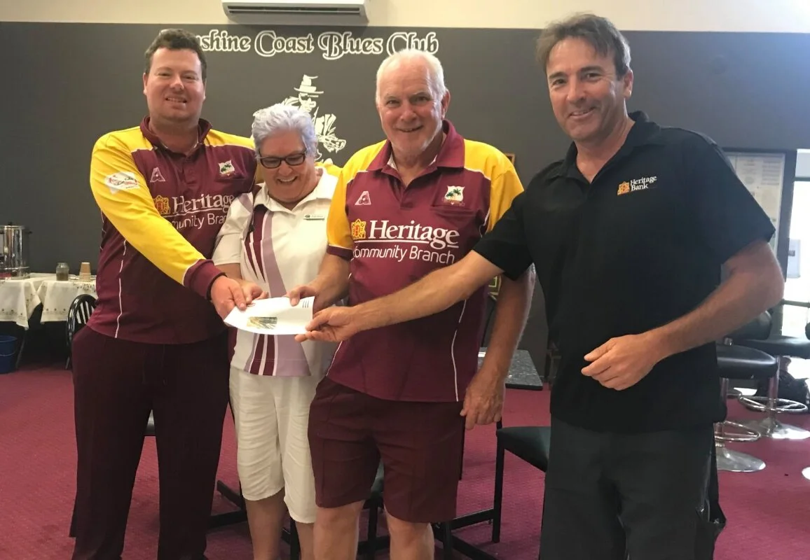 Lightning Triples runners-up Dominic Sheriday, Fiona Woodley and Peter Wilson with Craig Agnew from Heritage Bank.