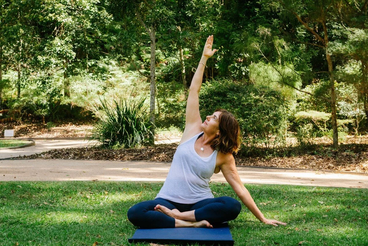 Yoga teacher Eleisha Gleeson runs Yoga classes in the Botanic Garden.