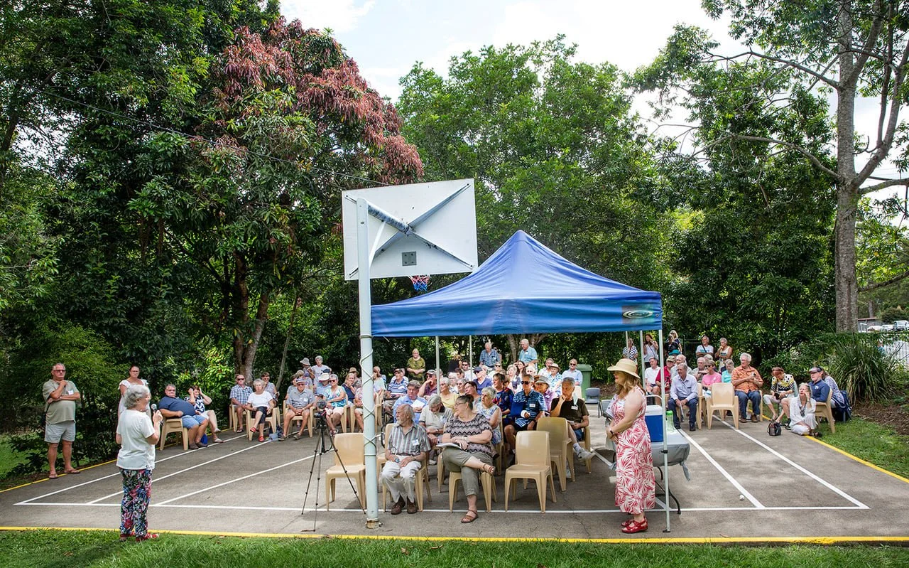 Crowd in Ash Park for Diddillibah Book launch Photo Marion Jonkers