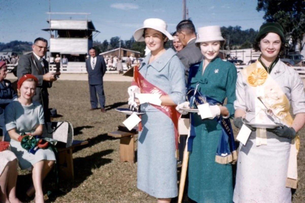Miss North Coast Show Girl Quest entrants, Nambour Show grounds, 1958