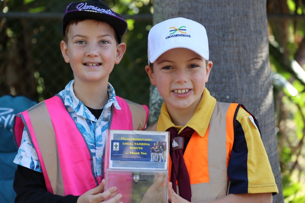 Will Habras and Reo Towns spent Saturday morning raising money for the Yandina Scouts.